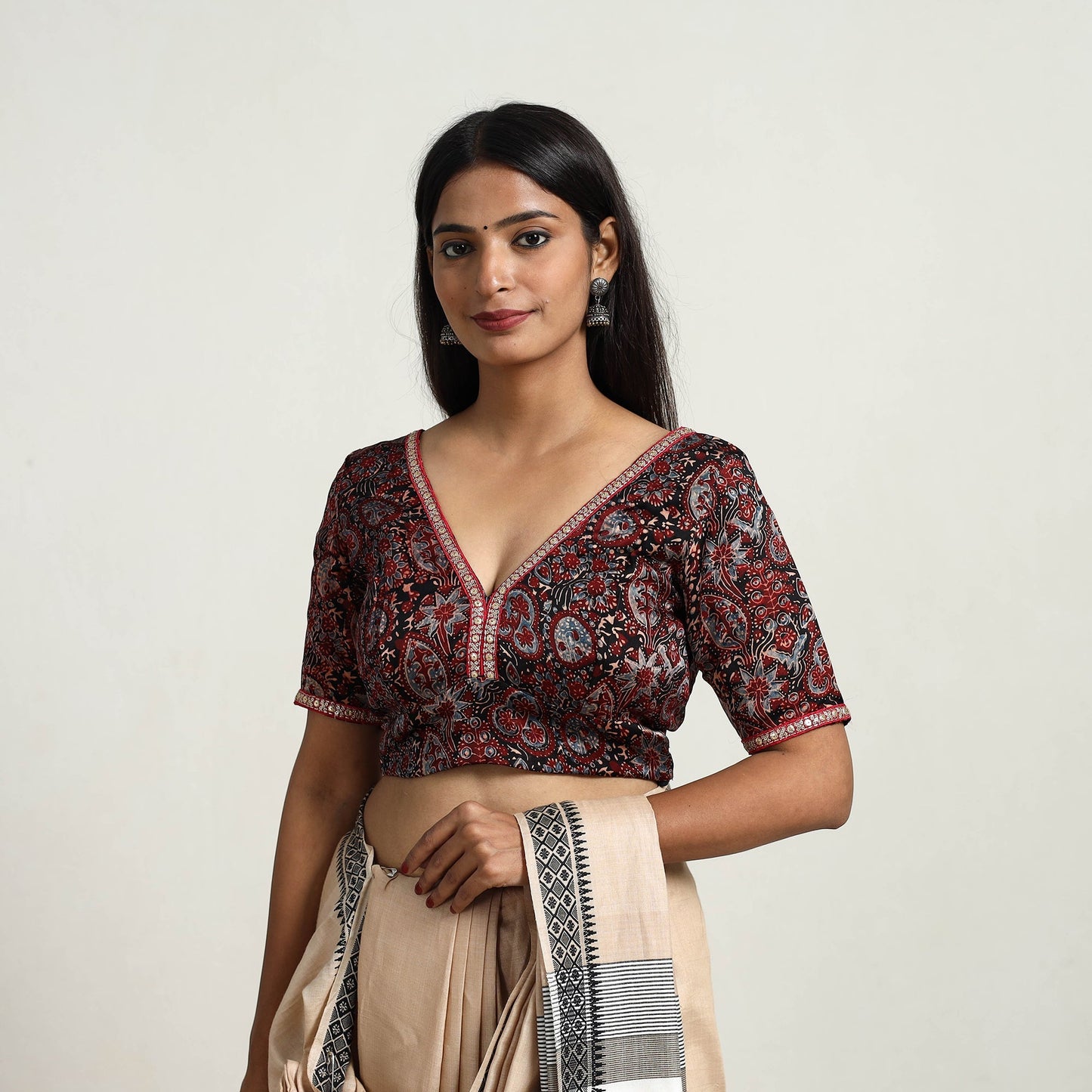Multicolor - modal silk stitched blouse 06 - handcrafted