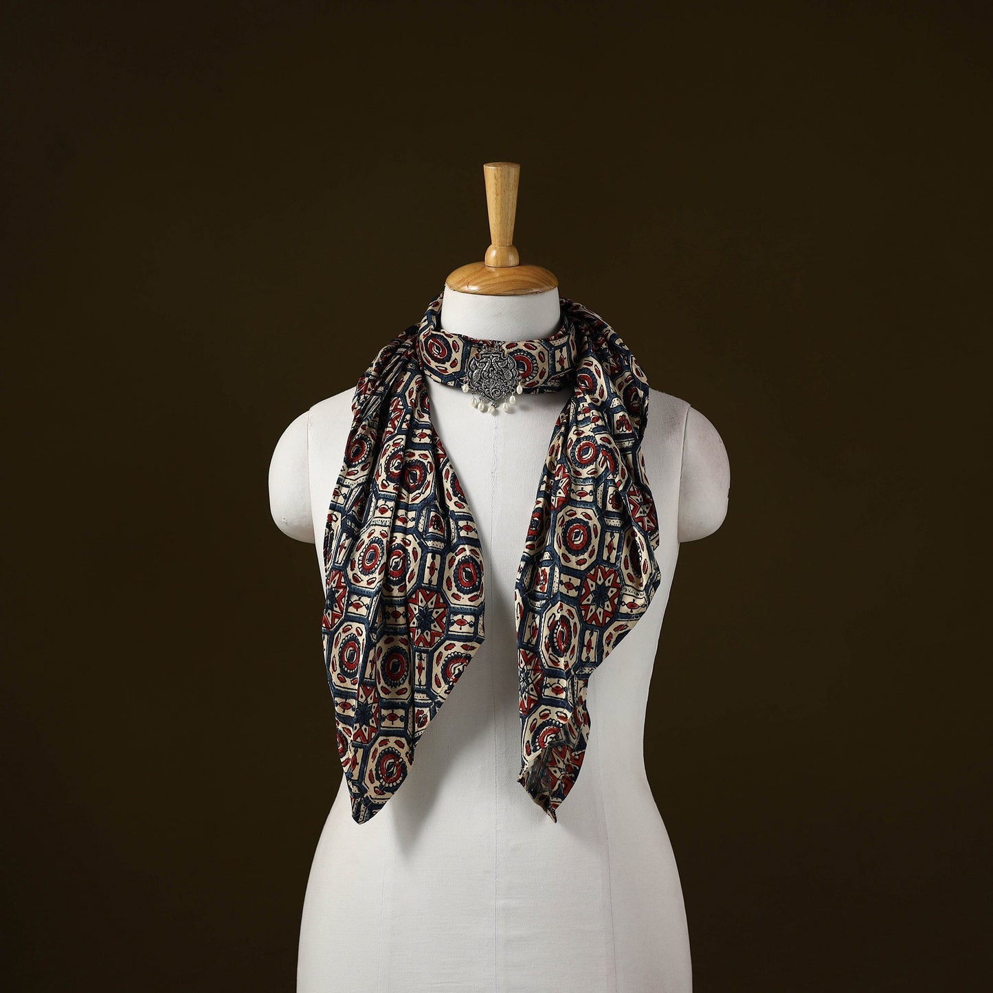 Modal silk pendant necklace scarf 39 - handcrafted