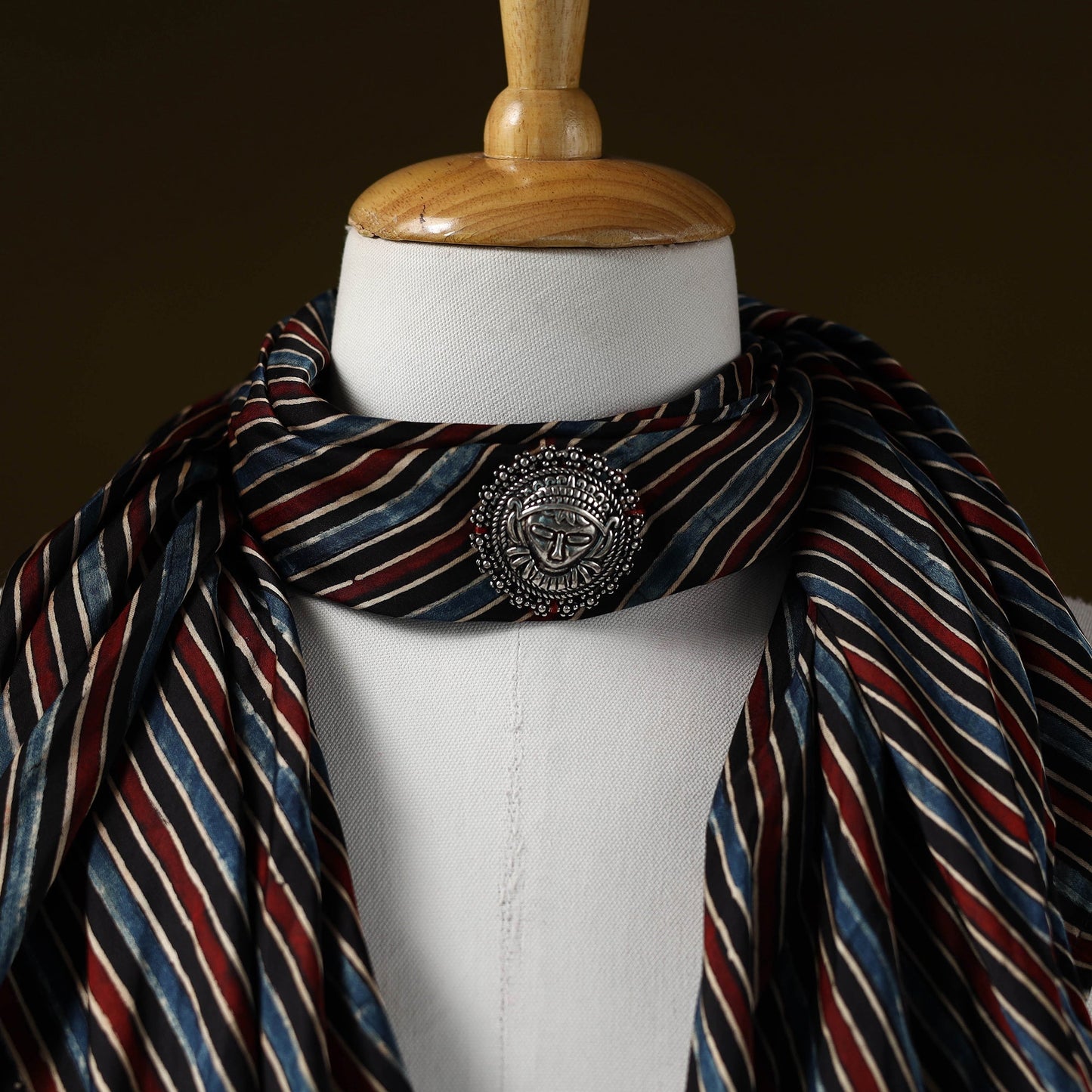 Modal silk pendant necklace scarf 49 - handcrafted