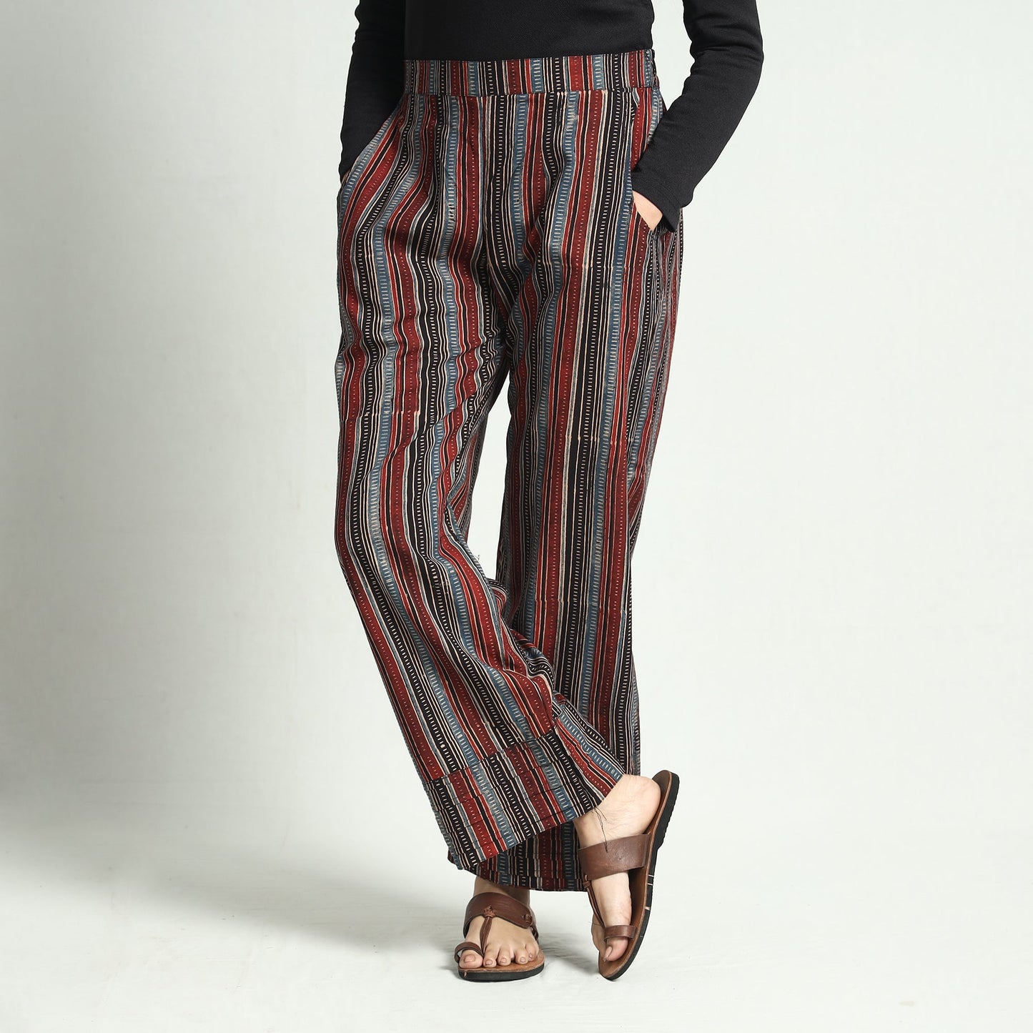 Buy Ajrakh Block Printed Cotton Elasticated Palazzo Online at iTokri.com
