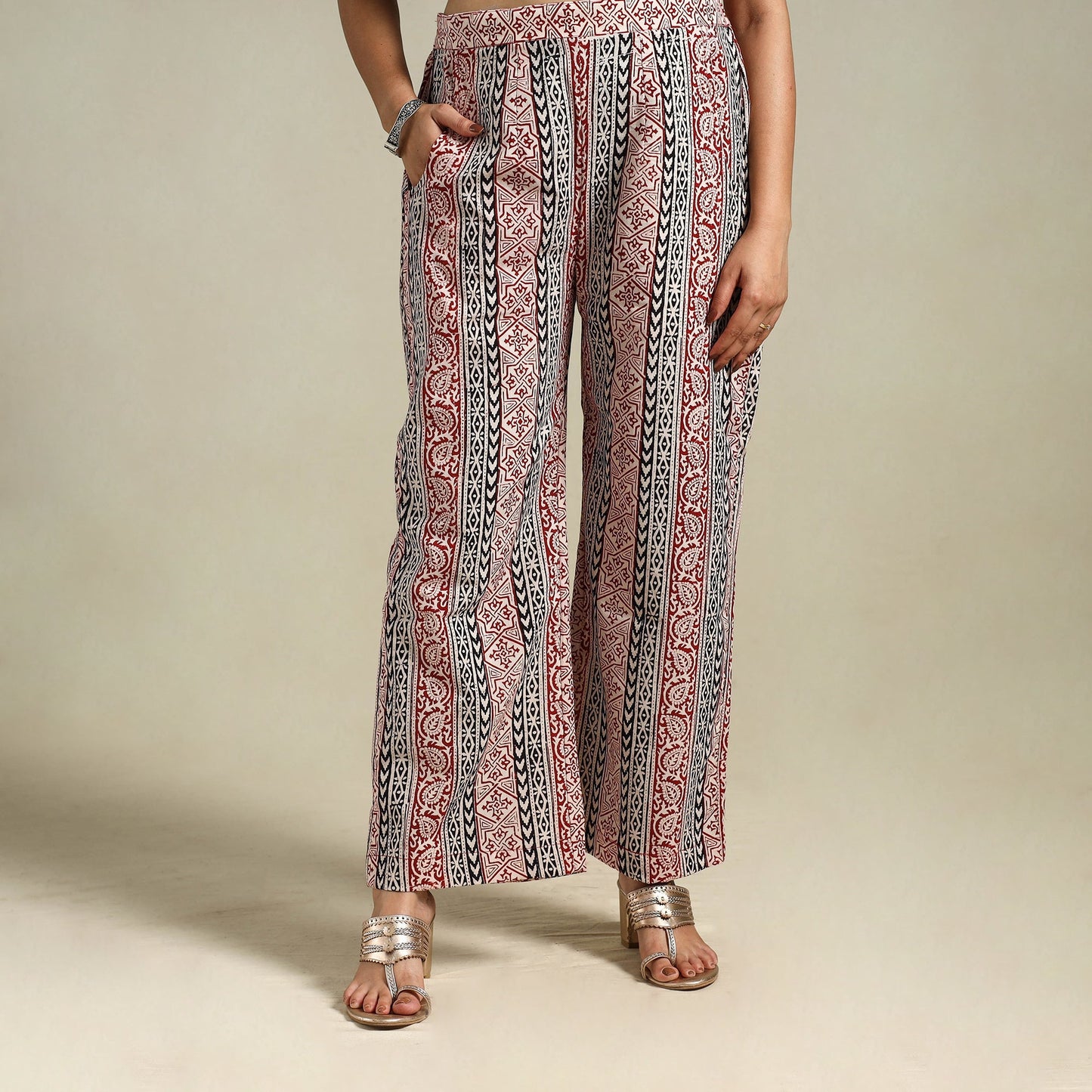 Maroon Bagh Block Print Natural Dyed Cotton Palazzo