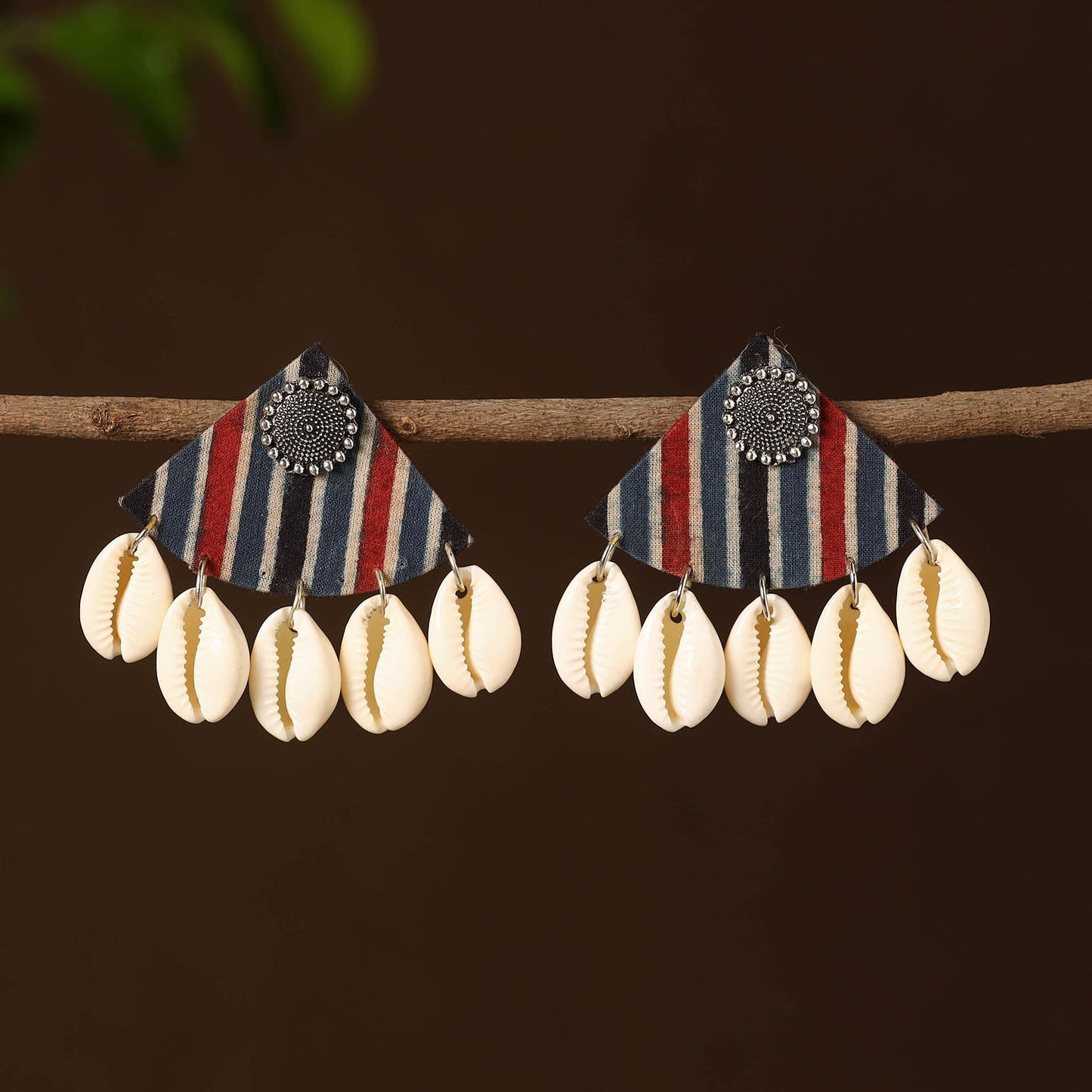 Multicolor - multicolr - ashma fabart shell work earrings