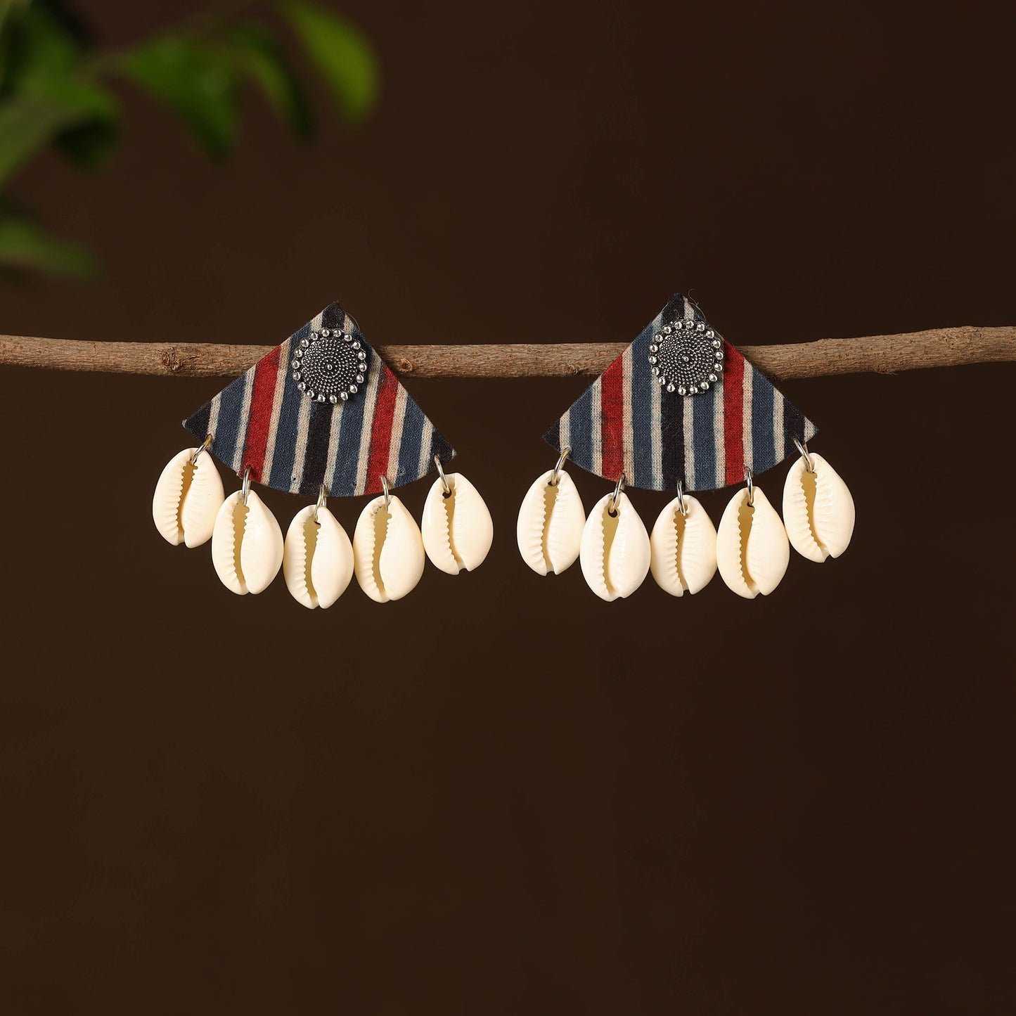 Multicolor - multicolr - ashma fabart shell work earrings
