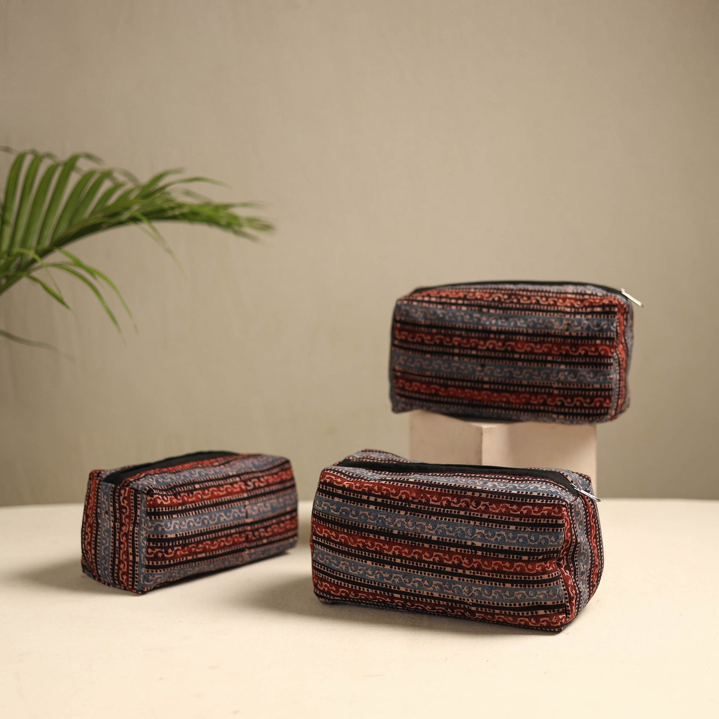 Multicolor Multipurpose Handmade Toiletry Bags (Set of 3)