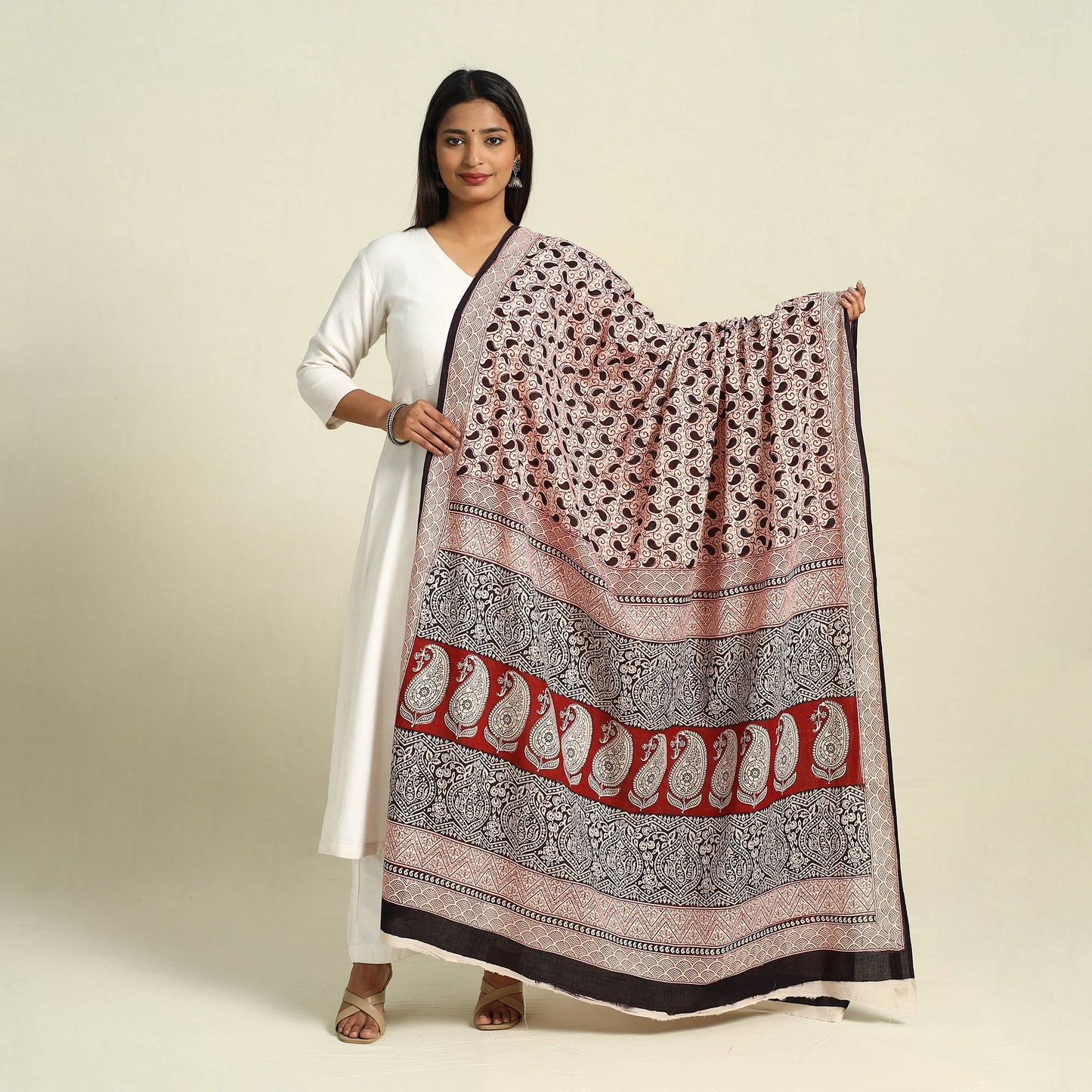 Multicolor Natural Dye Mul Cotton Bagh Print Dupatta