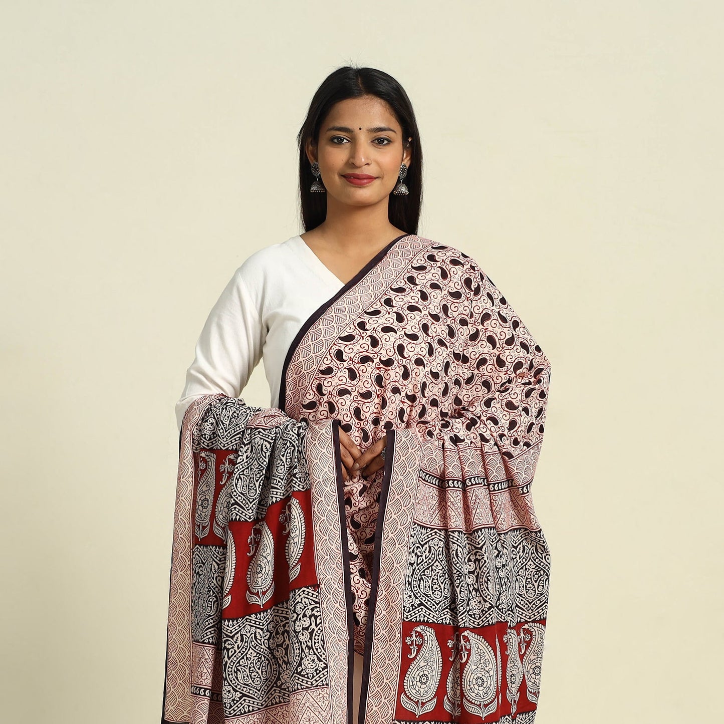 Multicolor Natural Dye Mul Cotton Bagh Print Dupatta