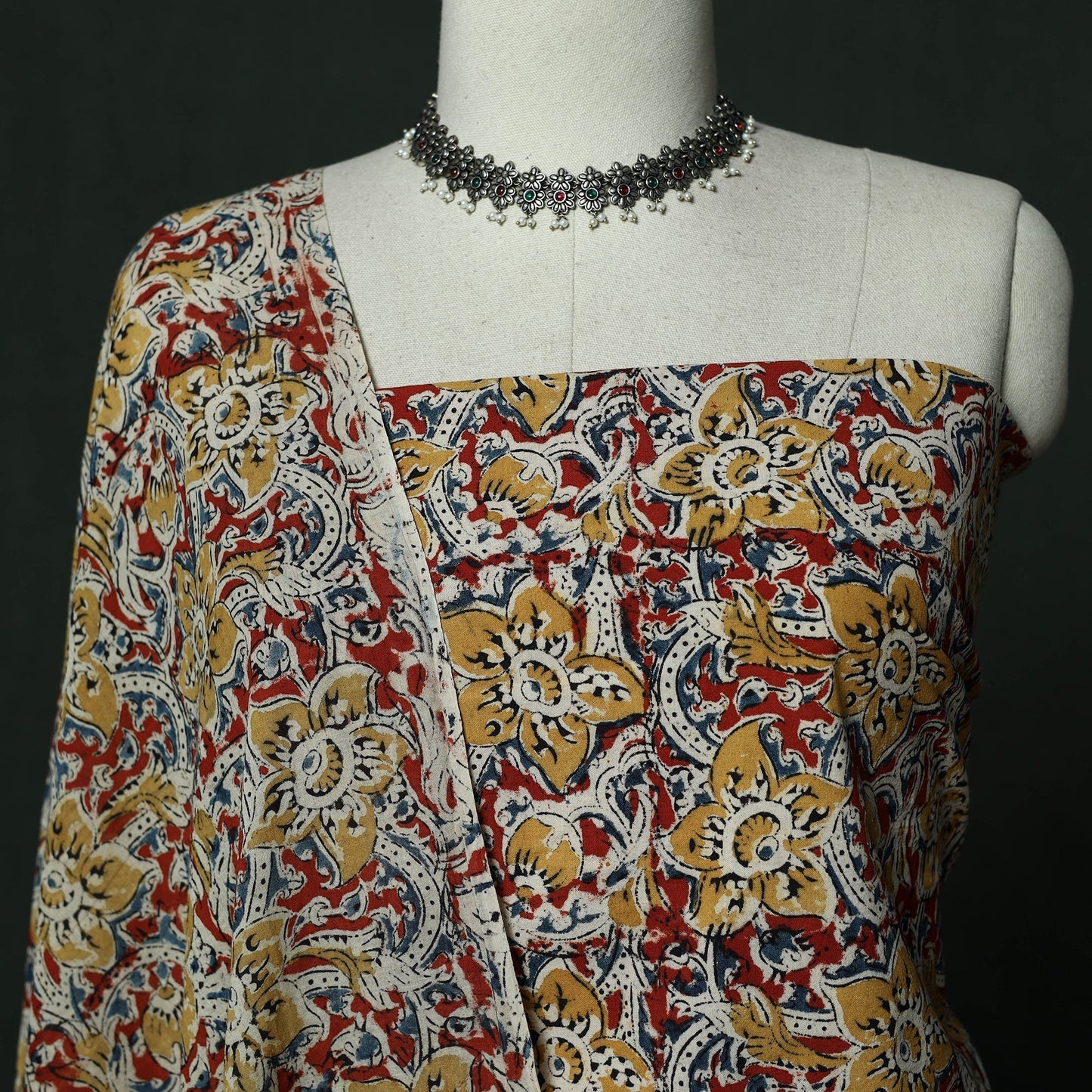 Natural dyed block print cotton pedana kalamkari 2pc