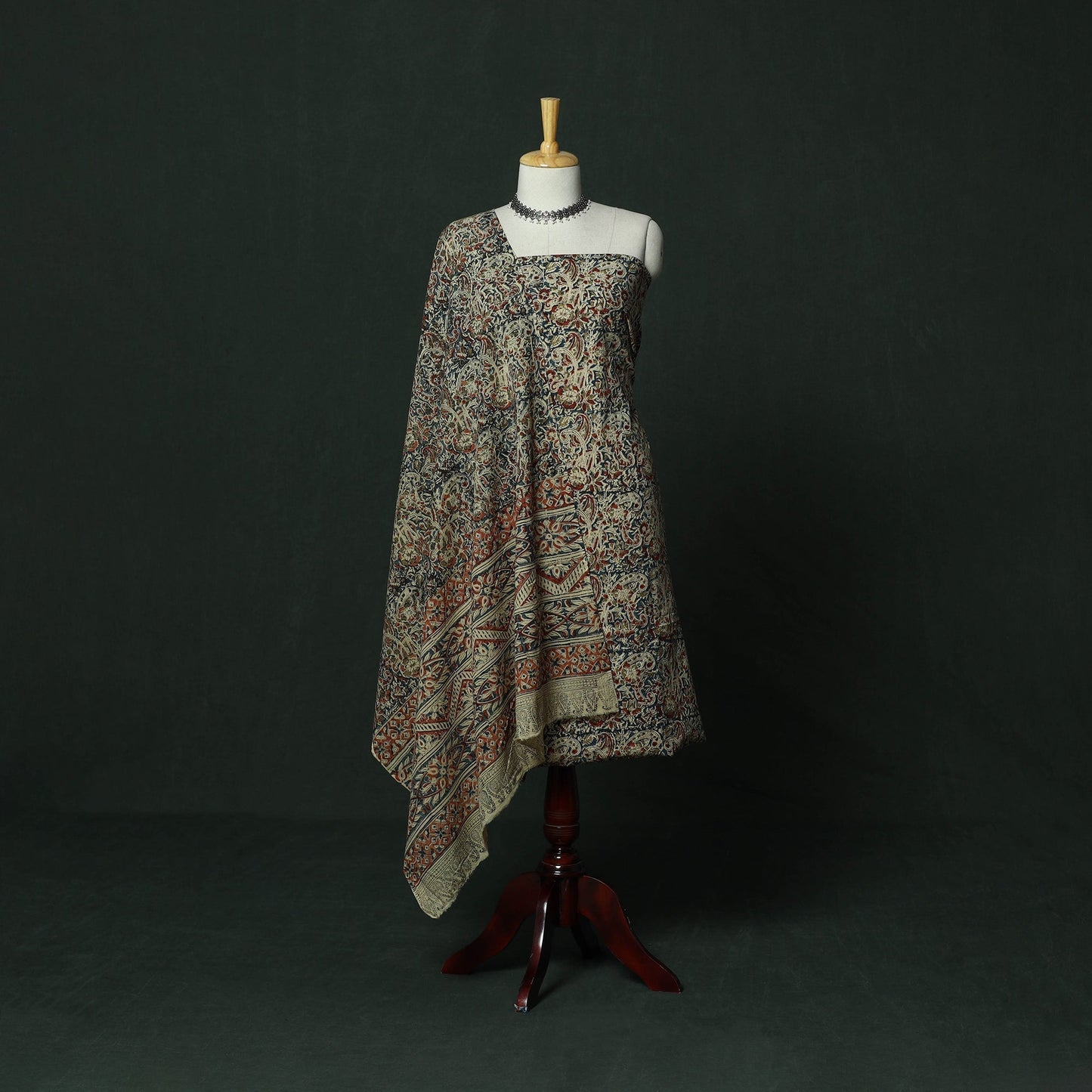 Natural dyed block print cotton pedana kalamkari 2pc