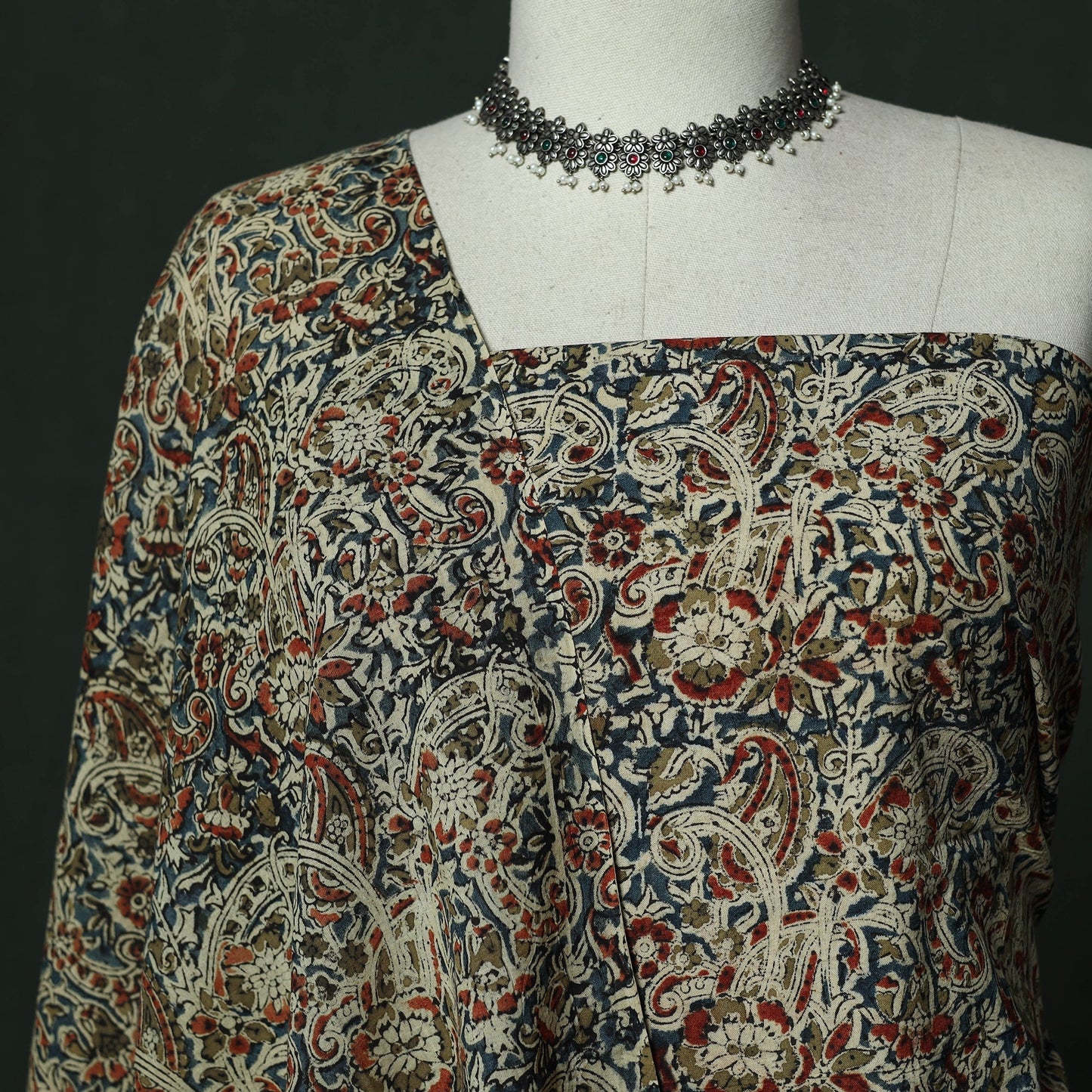 Natural dyed block print cotton pedana kalamkari 2pc
