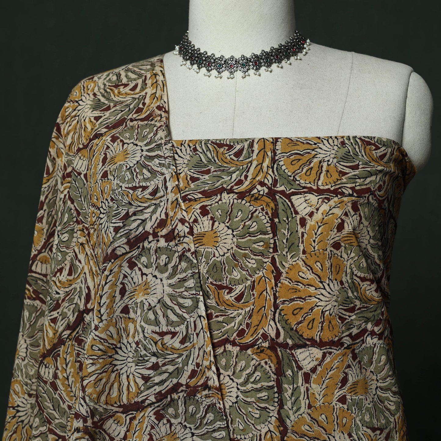 Natural dyed block print cotton pedana kalamkari 2pc