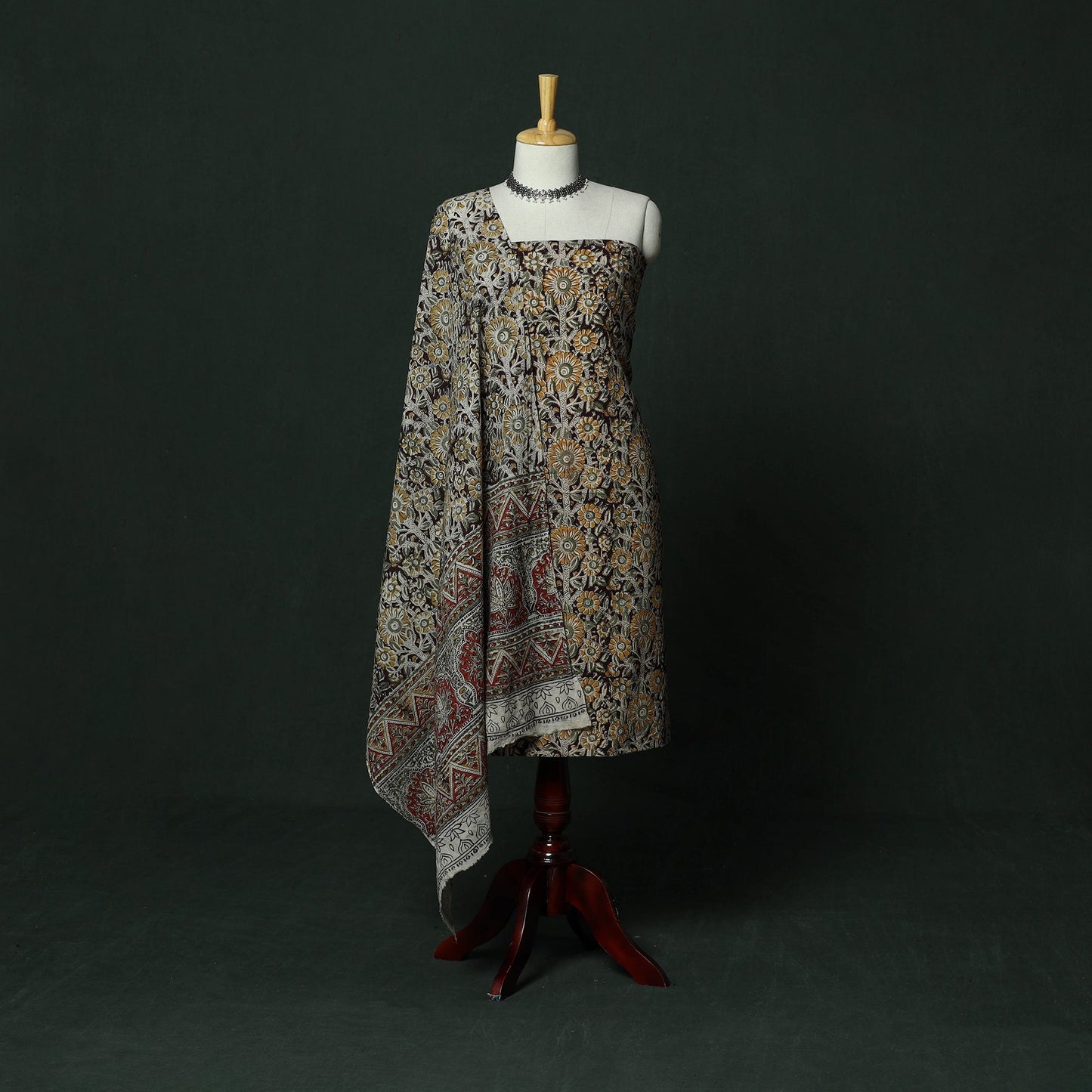 Natural dyed block print cotton pedana kalamkari 2pc