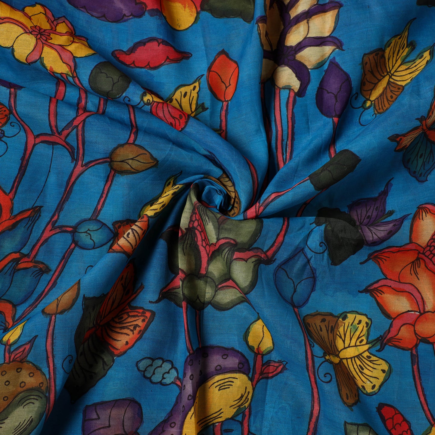 Multicolor - natural dyed chanderi silk handpainted