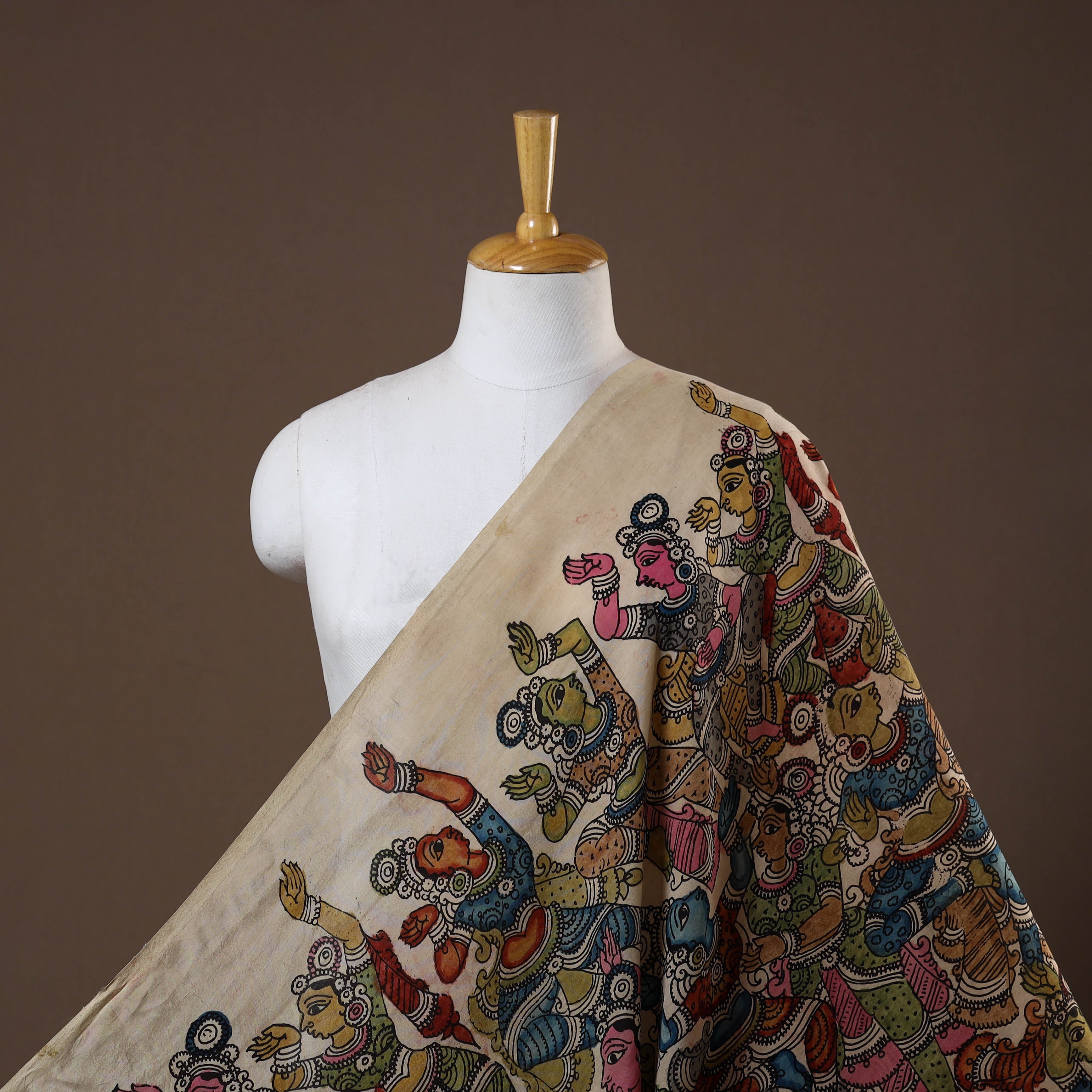 Black - Srikalahasti Handpainted Penwork Kalamkari Chanderi Silk Stitched Blouse 11