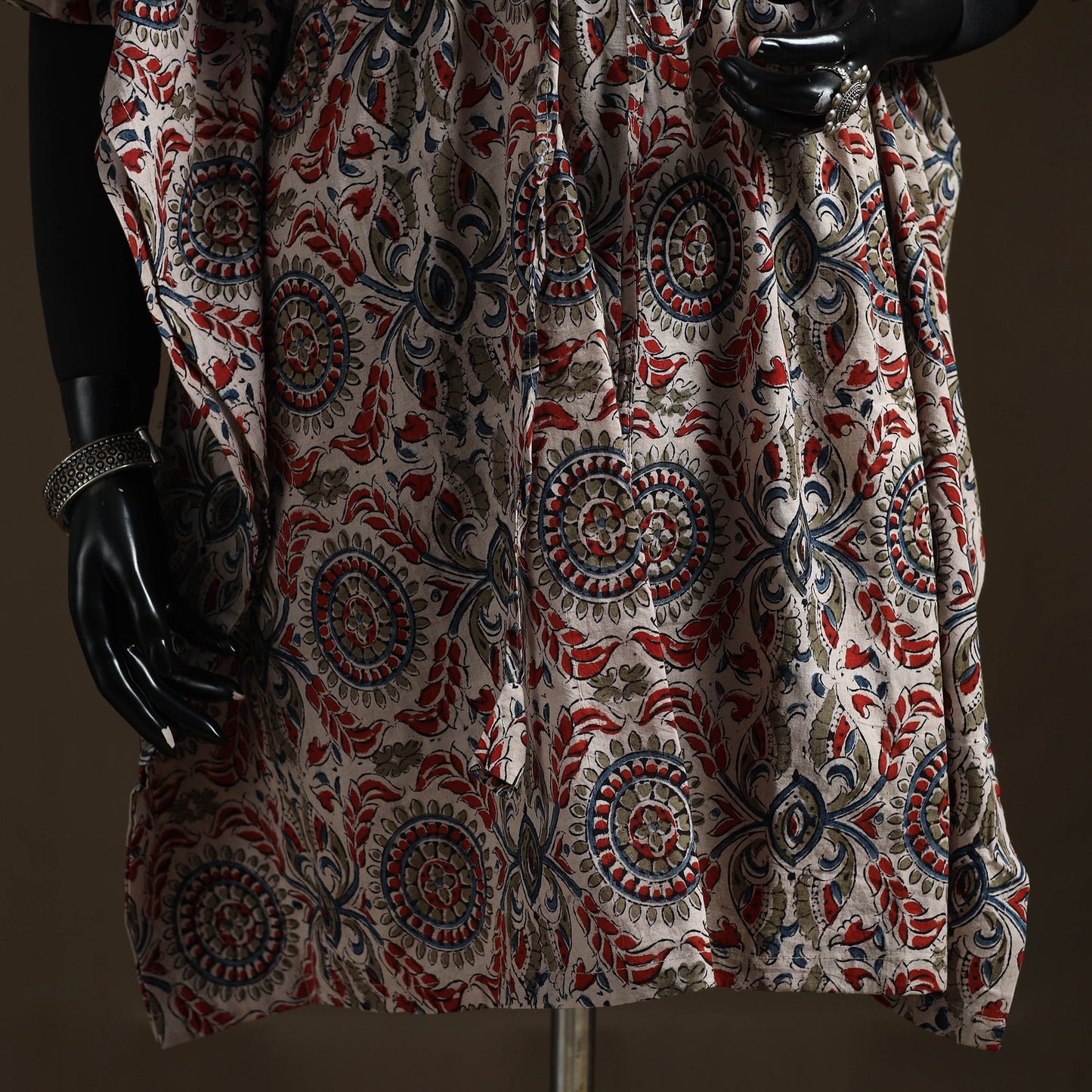 Natural dyed hand block kalamkari print cotton kaftan