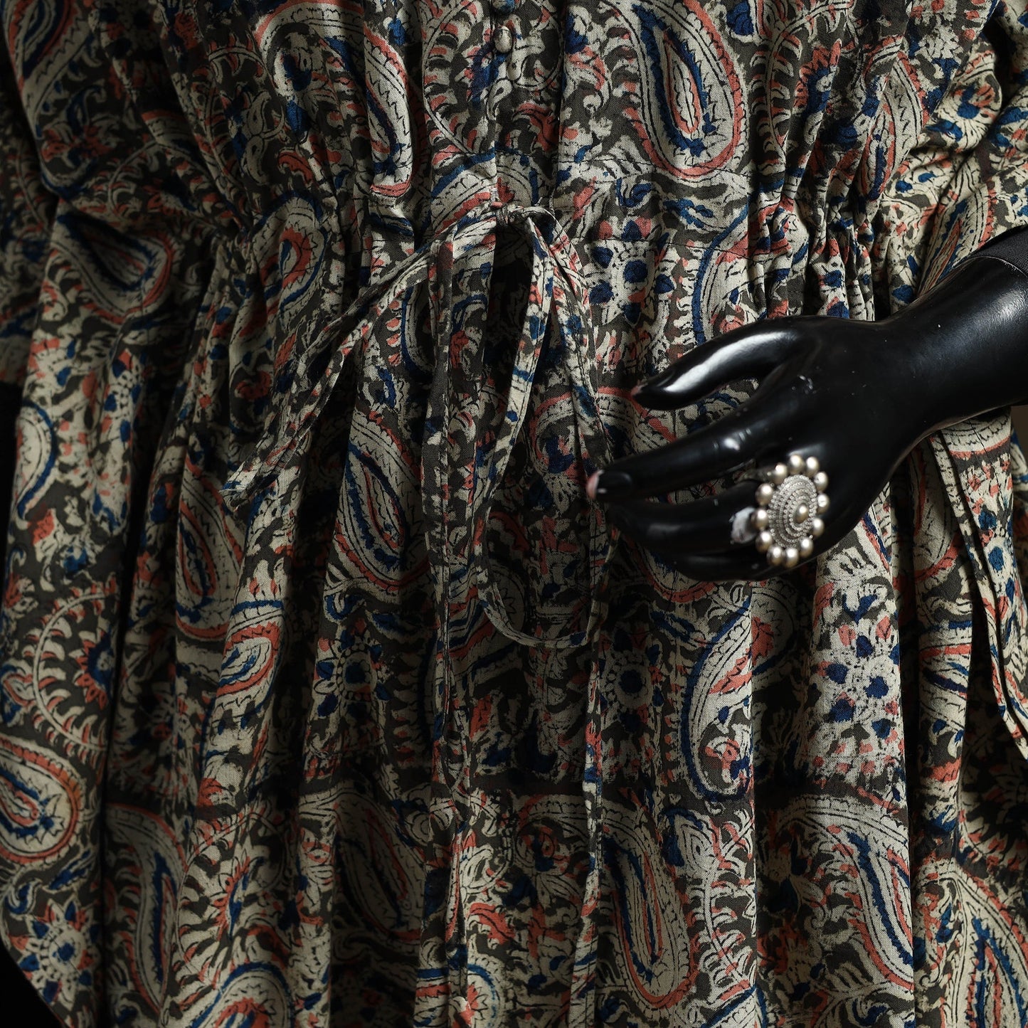 Natural dyed hand block kalamkari print cotton kaftan