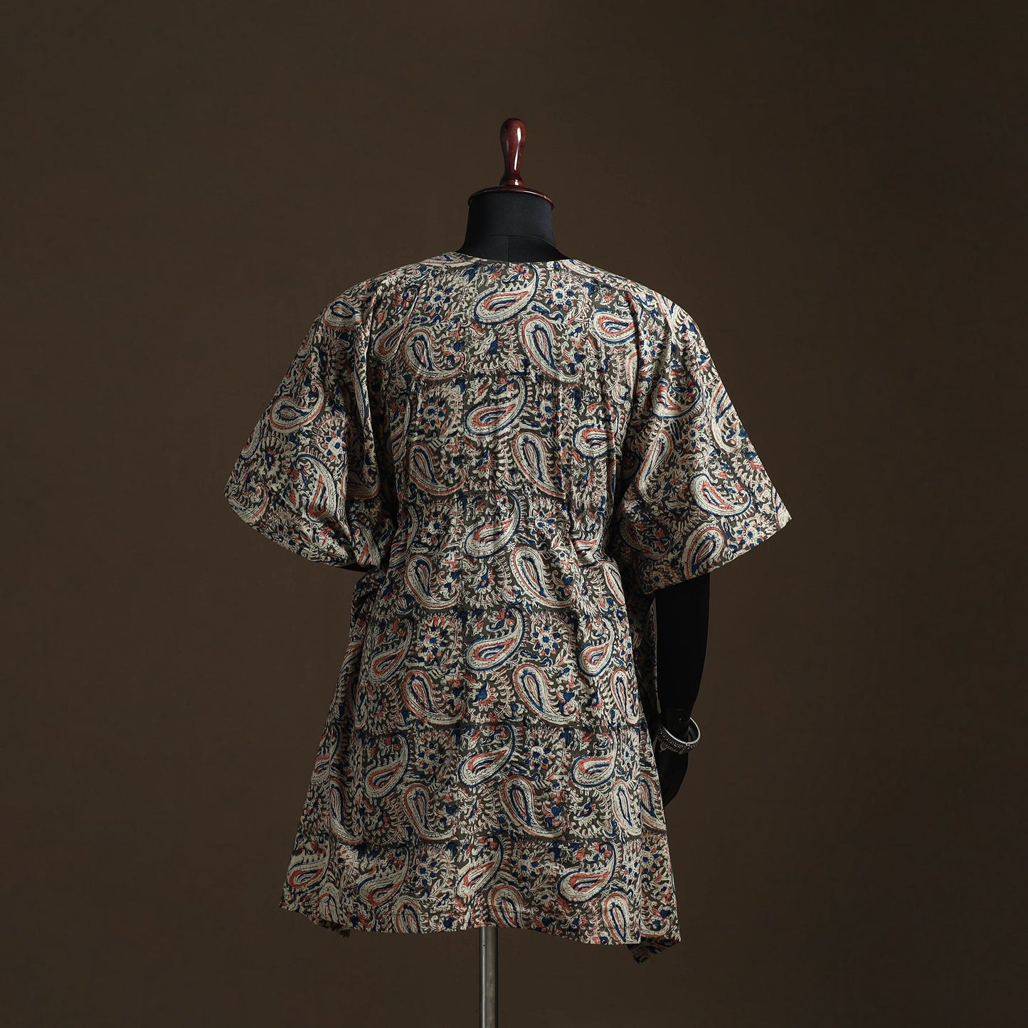 Natural dyed hand block kalamkari print cotton kaftan