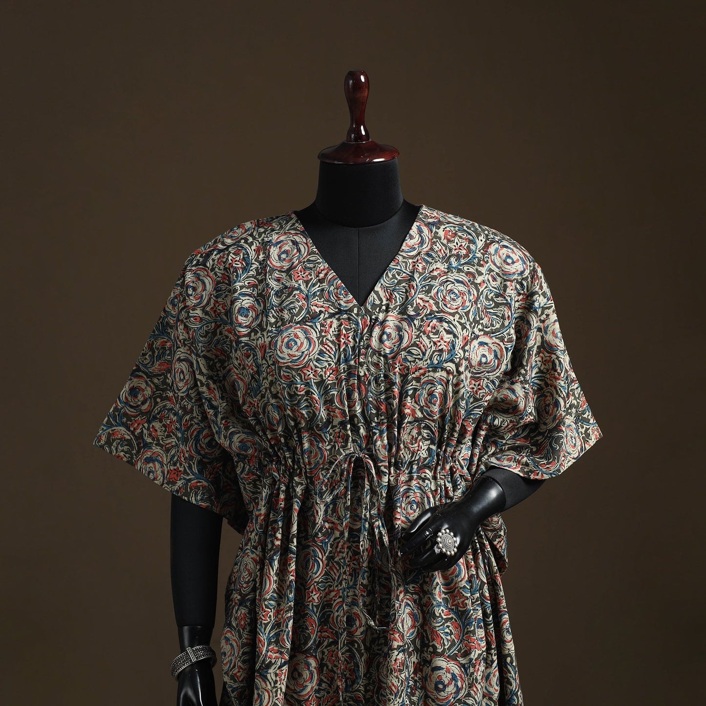 Natural dyed hand block kalamkari print cotton kaftan