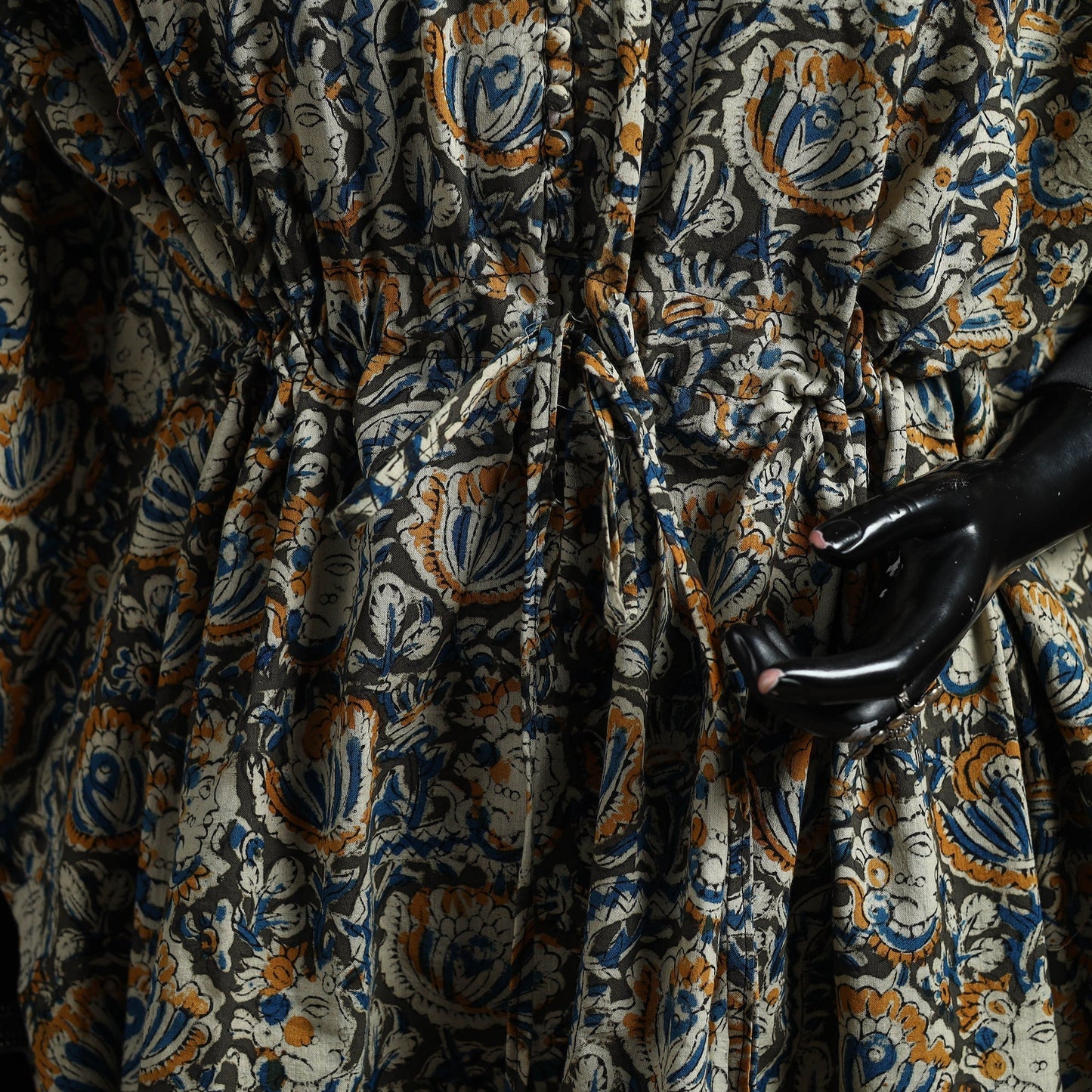 Natural dyed hand block kalamkari print cotton kaftan