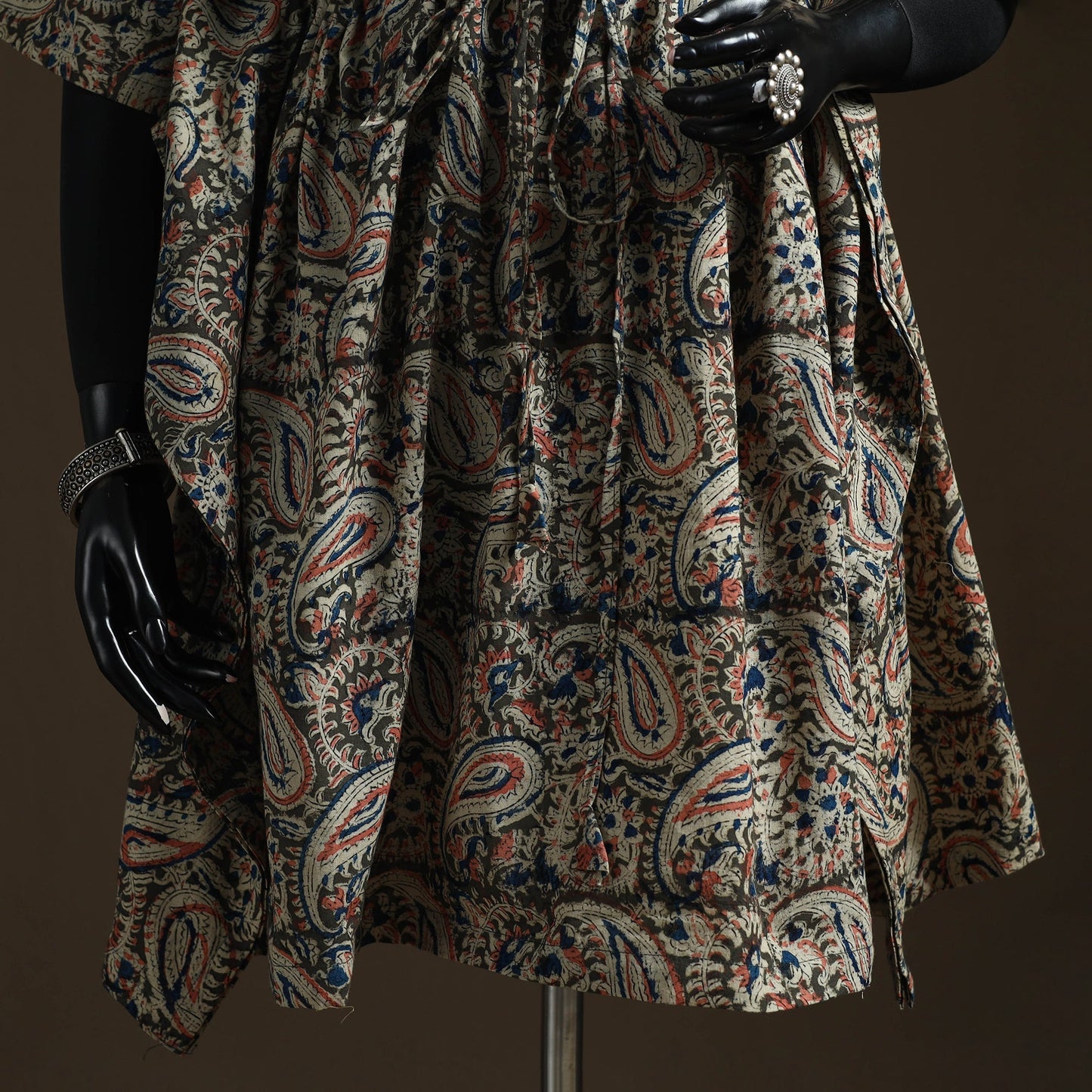 Natural dyed hand block kalamkari print cotton kaftan