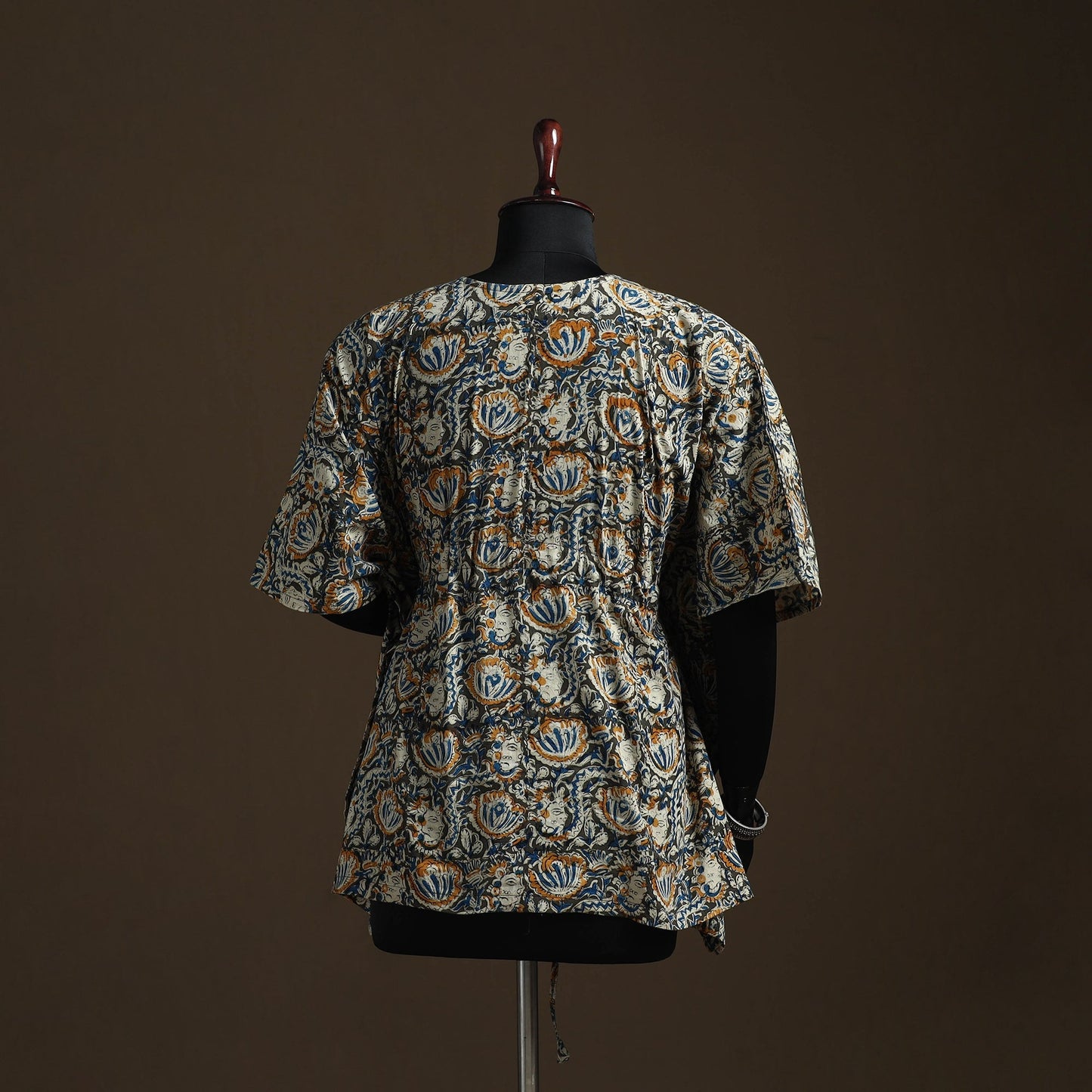 Natural dyed hand block kalamkari print cotton kaftan