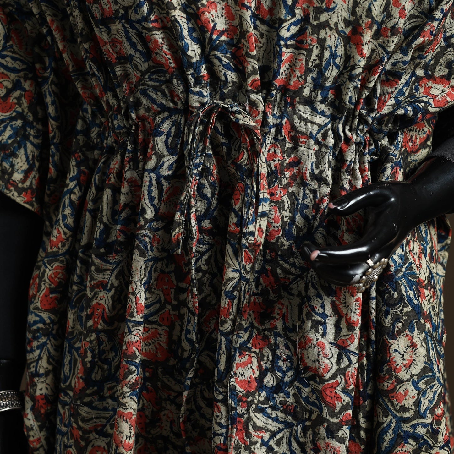 Natural dyed hand block kalamkari print cotton kaftan