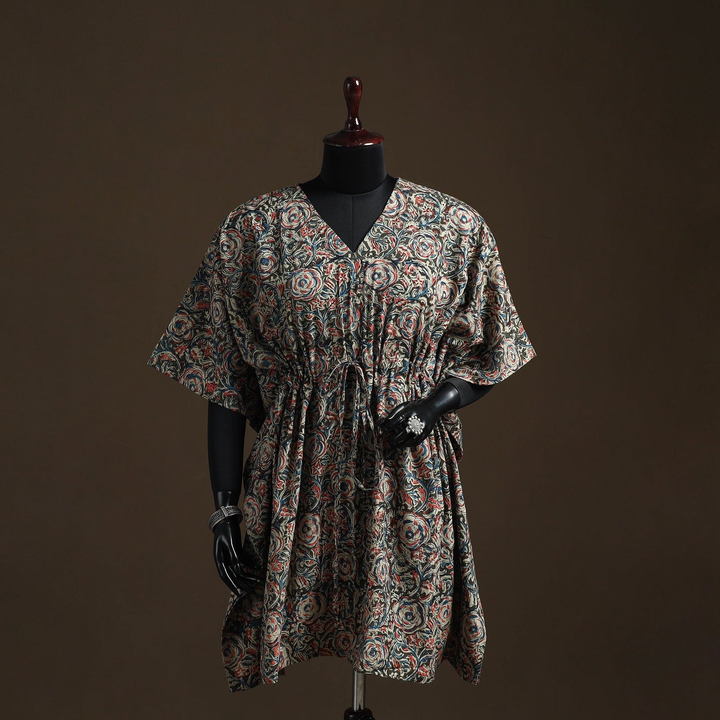 Natural dyed hand block kalamkari print cotton kaftan