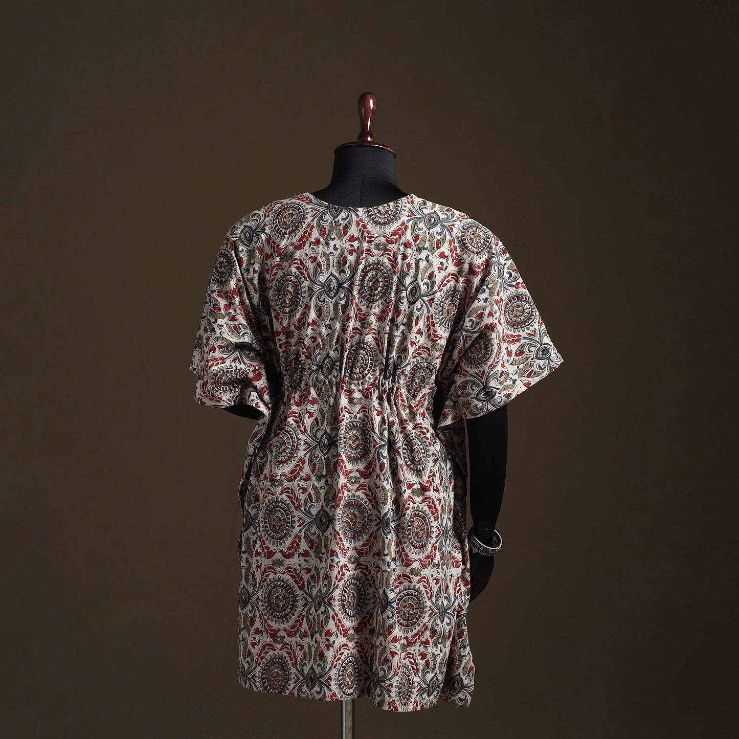 Natural dyed hand block kalamkari print cotton kaftan