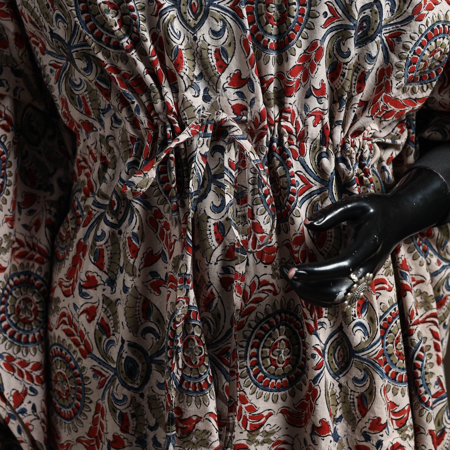 Natural dyed hand block kalamkari print cotton kaftan