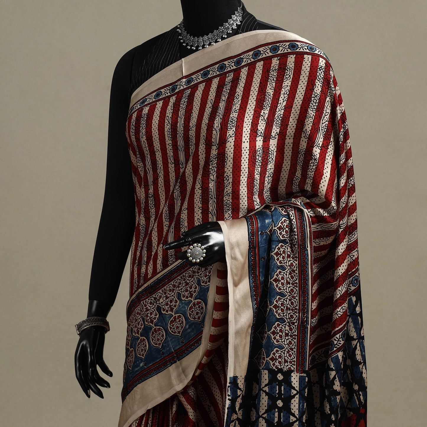 Natural dyed hand modal silk saree with tassels 18