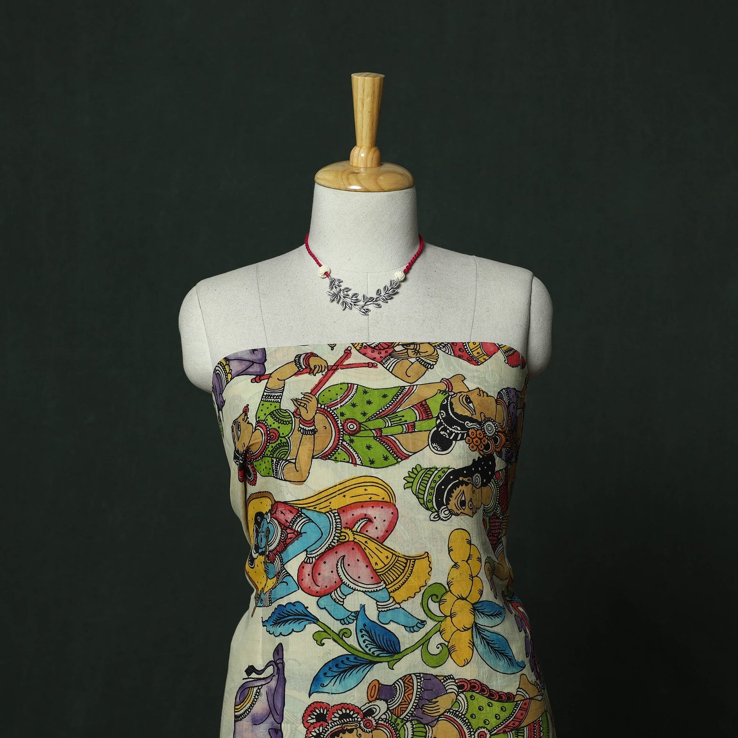 Natural dyed handloom chanderi silk handpainted