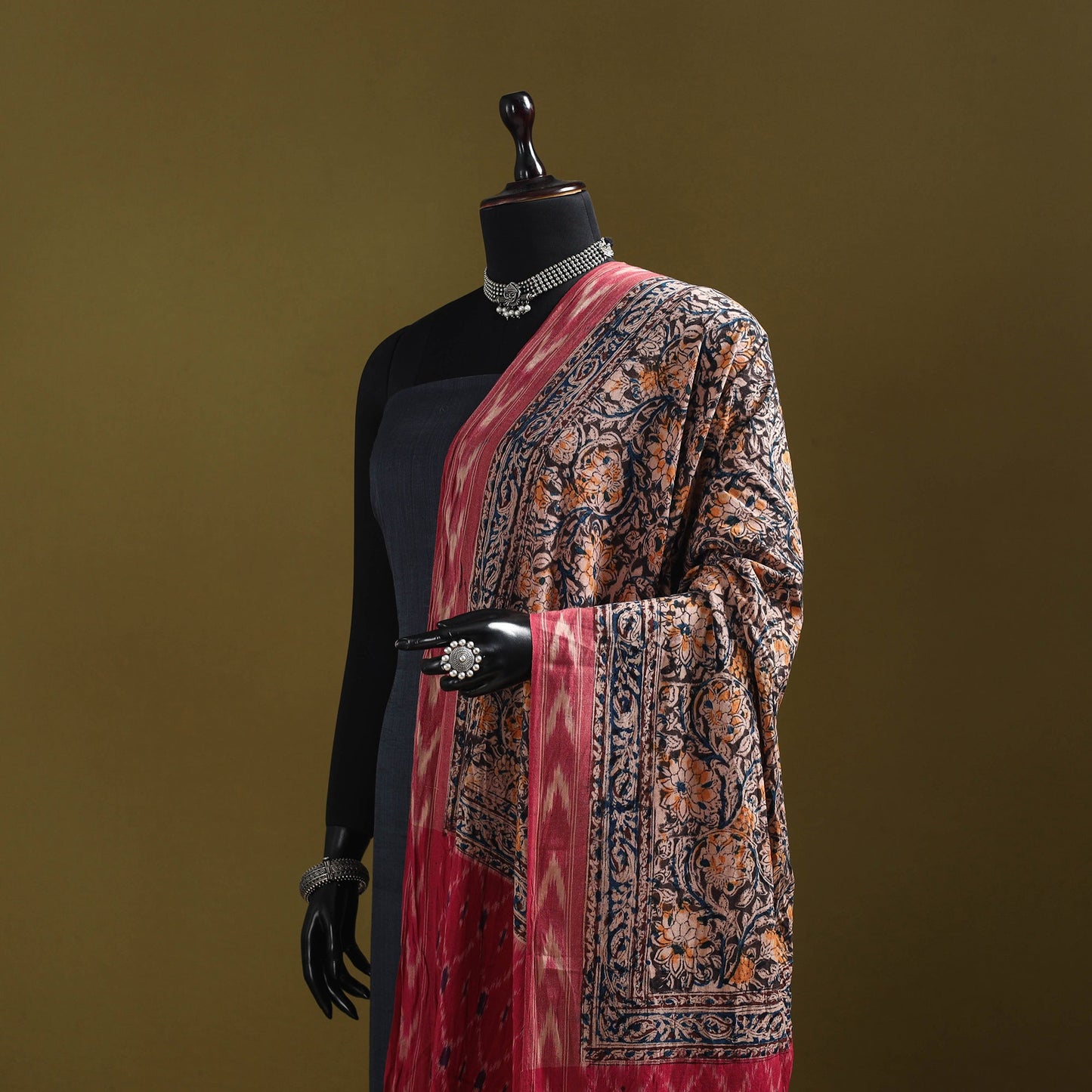 Multicolor - natural dyed kalamkari cotton dupatta