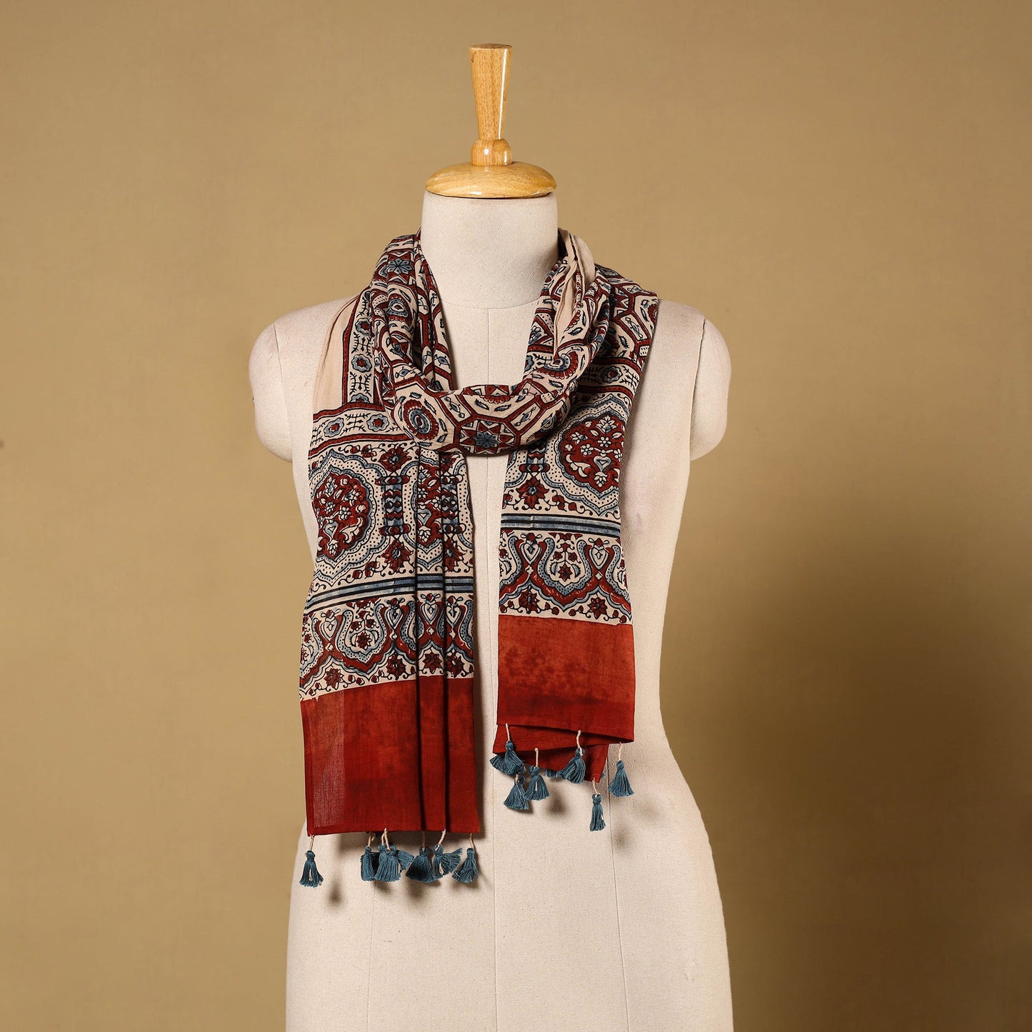 Multicolor - natural dyed mul cotton stole 19 - handcrafted