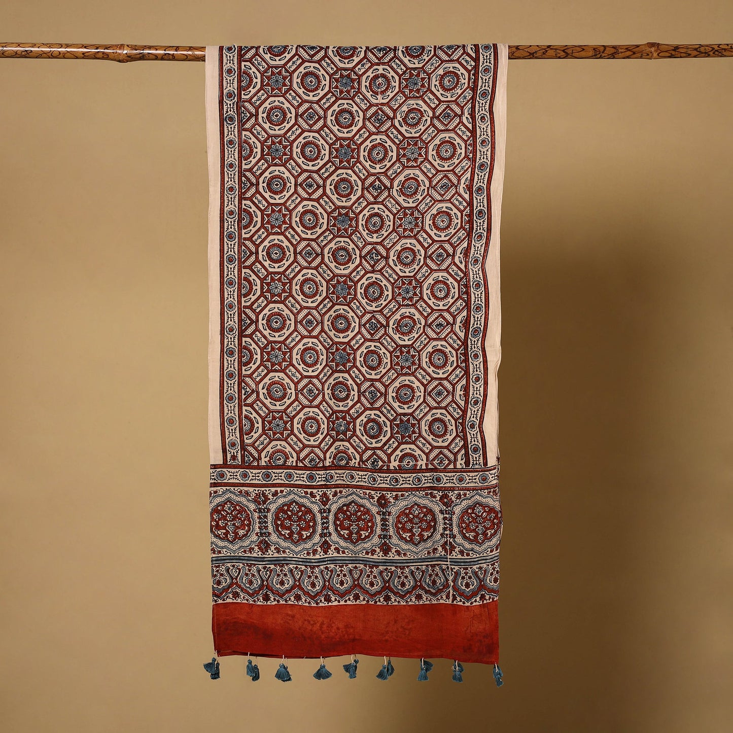 Multicolor - natural dyed mul cotton stole 19 - handcrafted