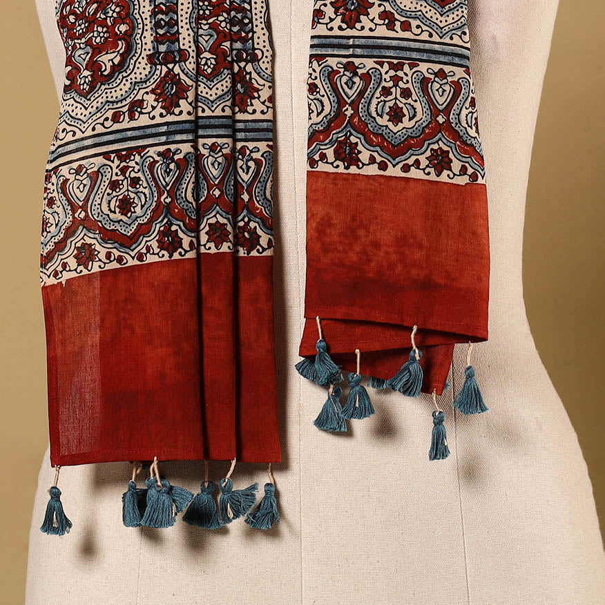 Multicolor - natural dyed mul cotton stole 19 - handcrafted