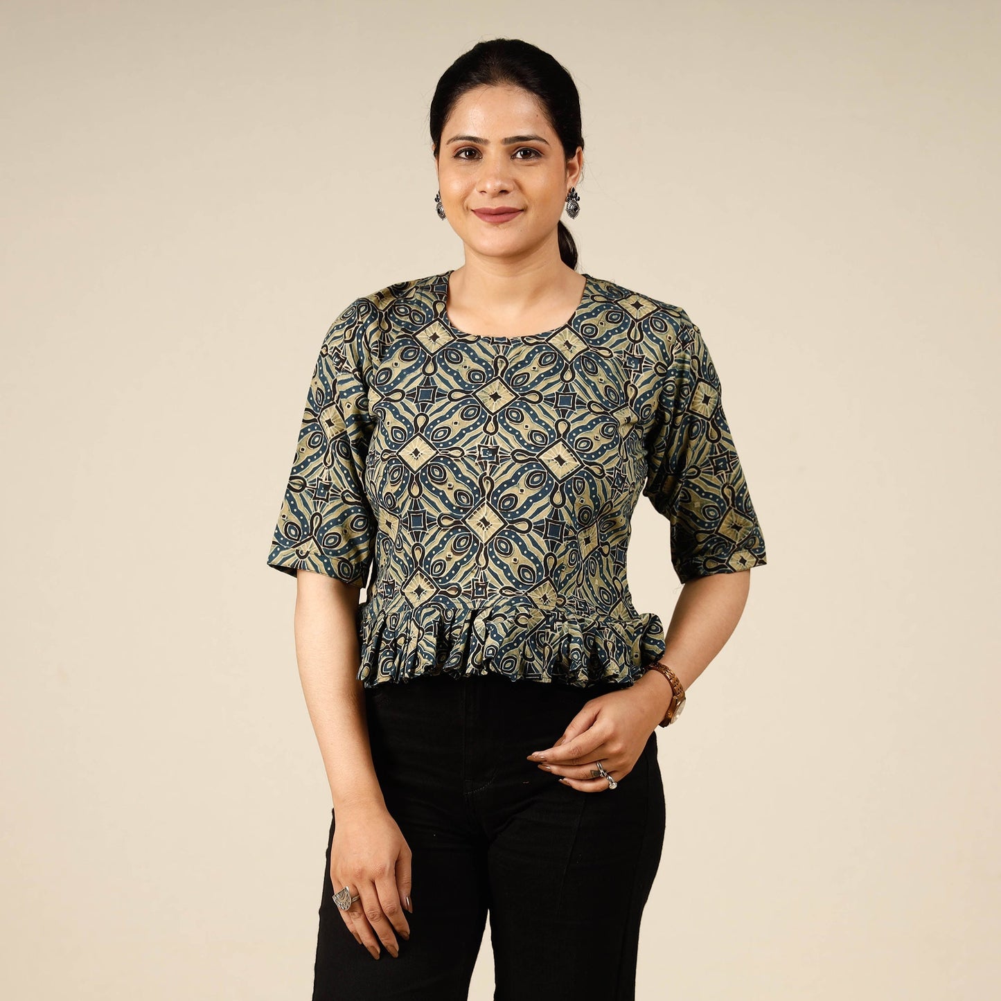 ajrakh crop top