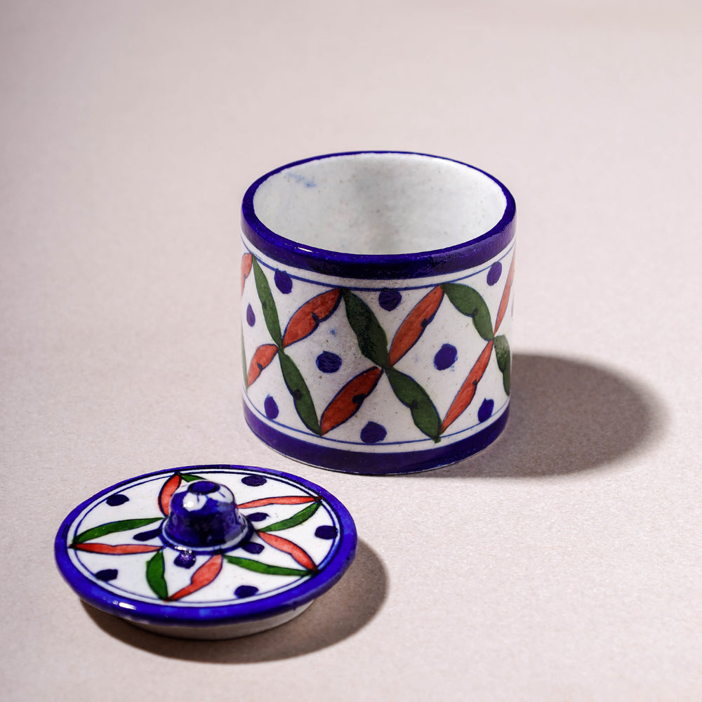 Original Blue Pottery Ceramic Barni/Storage Jar with Lid Online in India