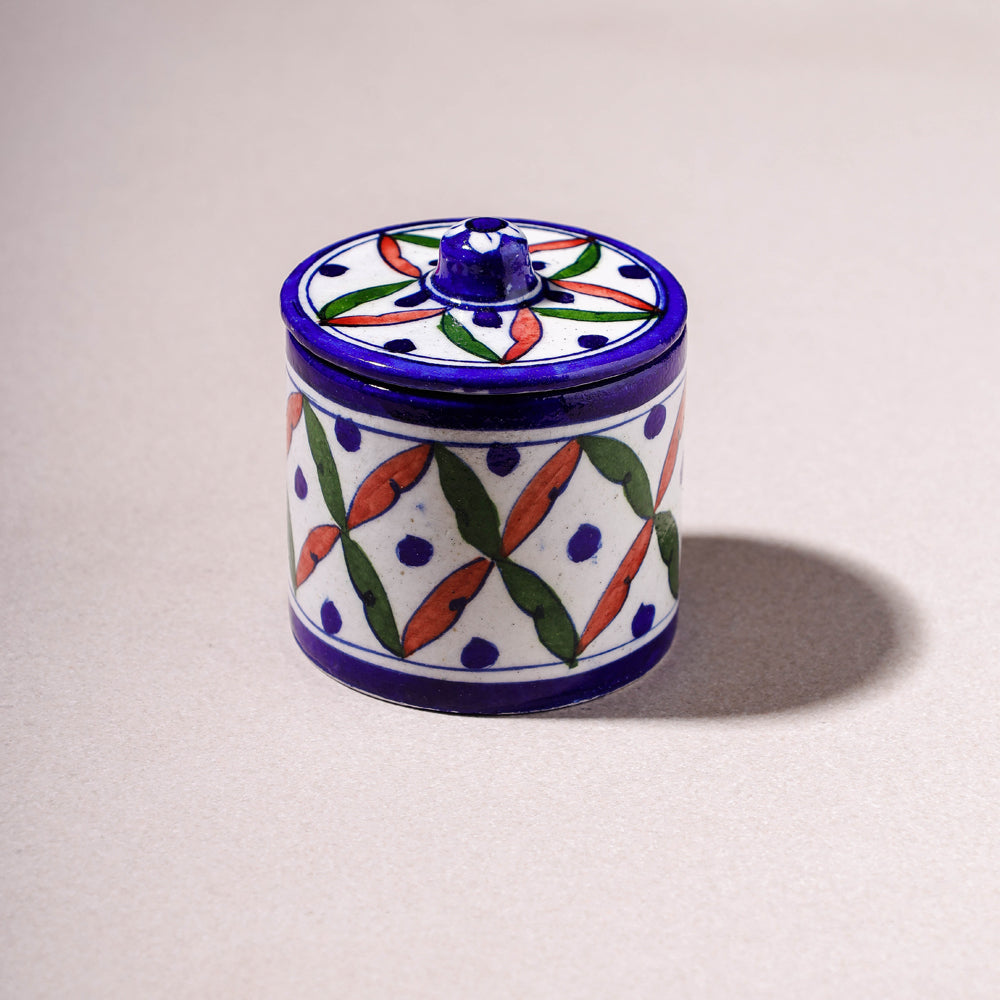 Original Blue Pottery Ceramic Barni/Storage Jar with Lid Online in India