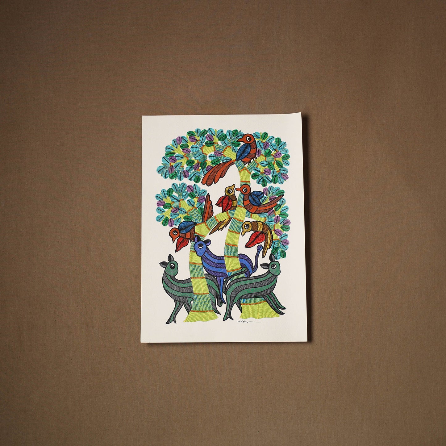 Multicolor - original folk art gond painting by choti tekam