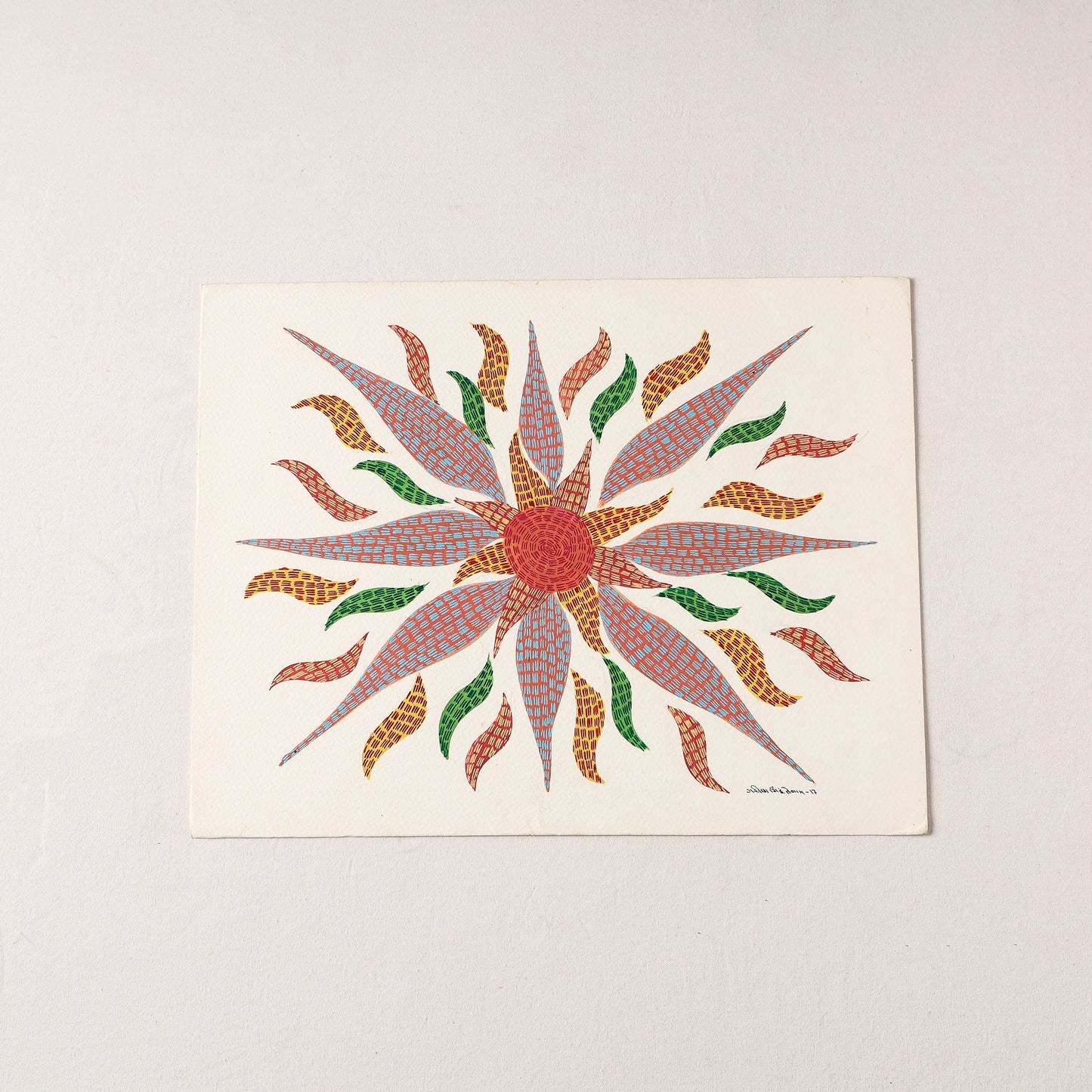 Original Gond Folk Art Painting by Gariba Singh Tekam