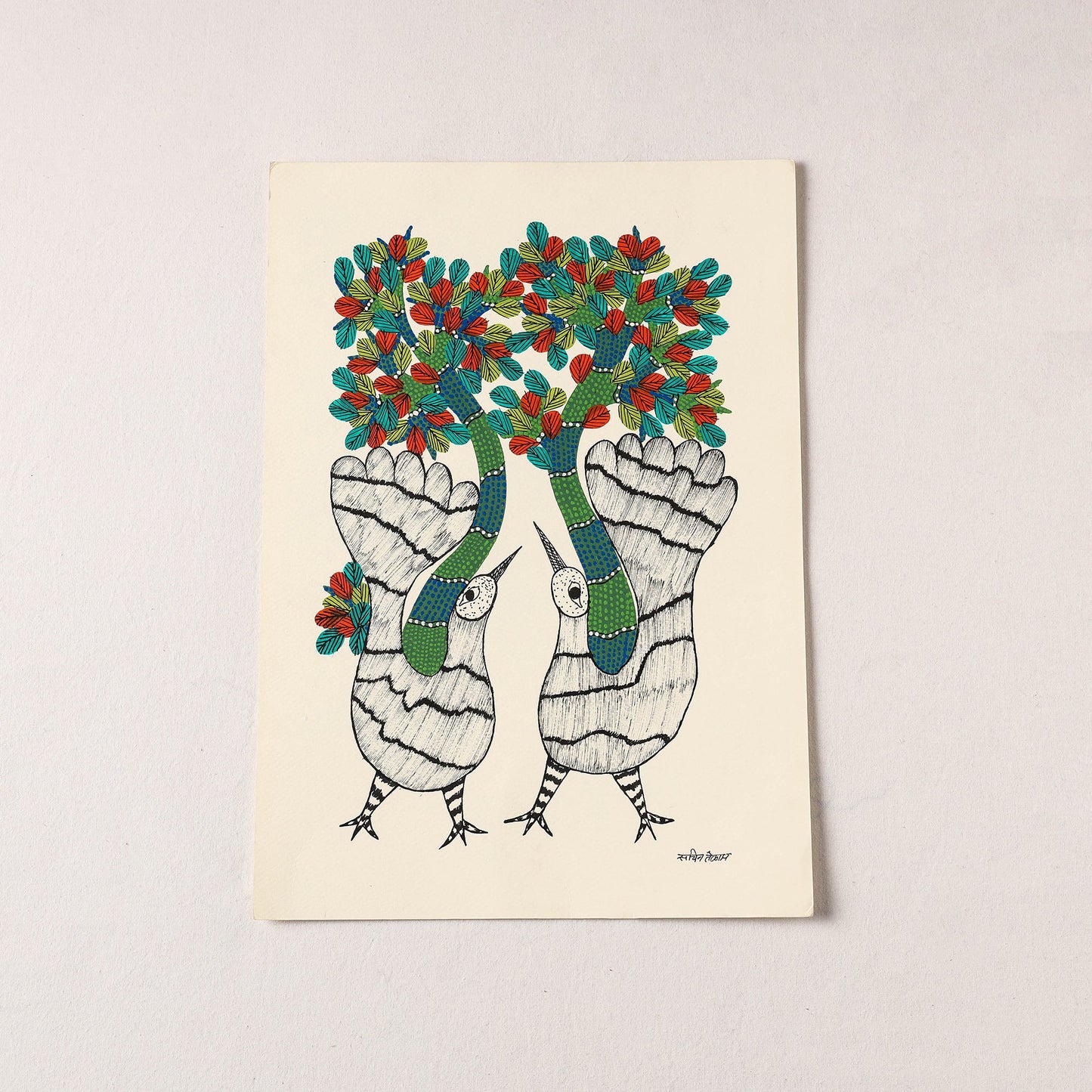 Original Gond Folk Art Painting by Gariba Singh Tekam