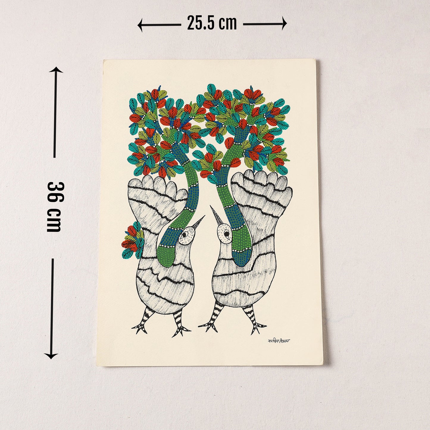 Original Gond Folk Art Painting by Gariba Singh Tekam