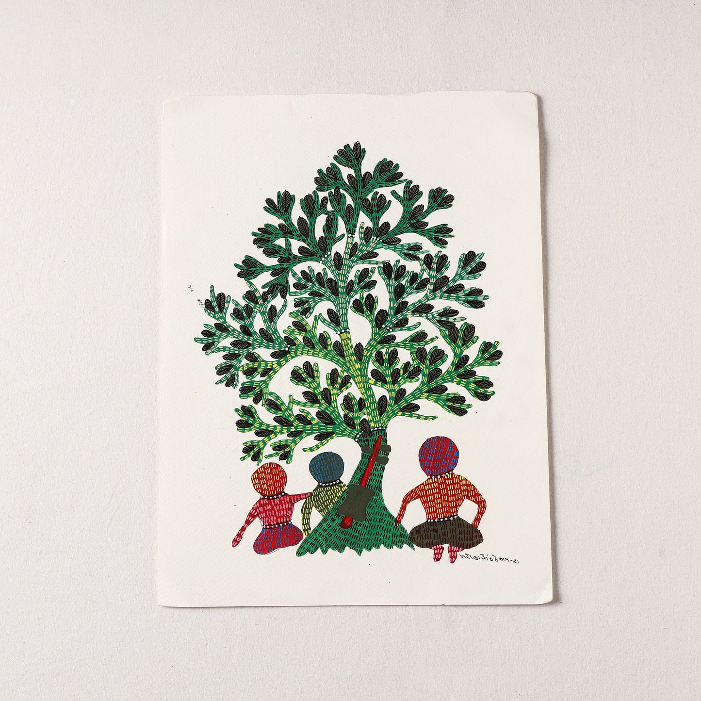 Original Gond Folk Art Painting by Gariba Singh Tekam