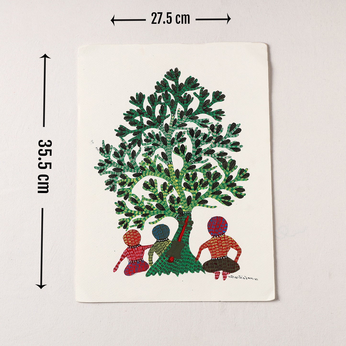 Original Gond Folk Art Painting by Gariba Singh Tekam