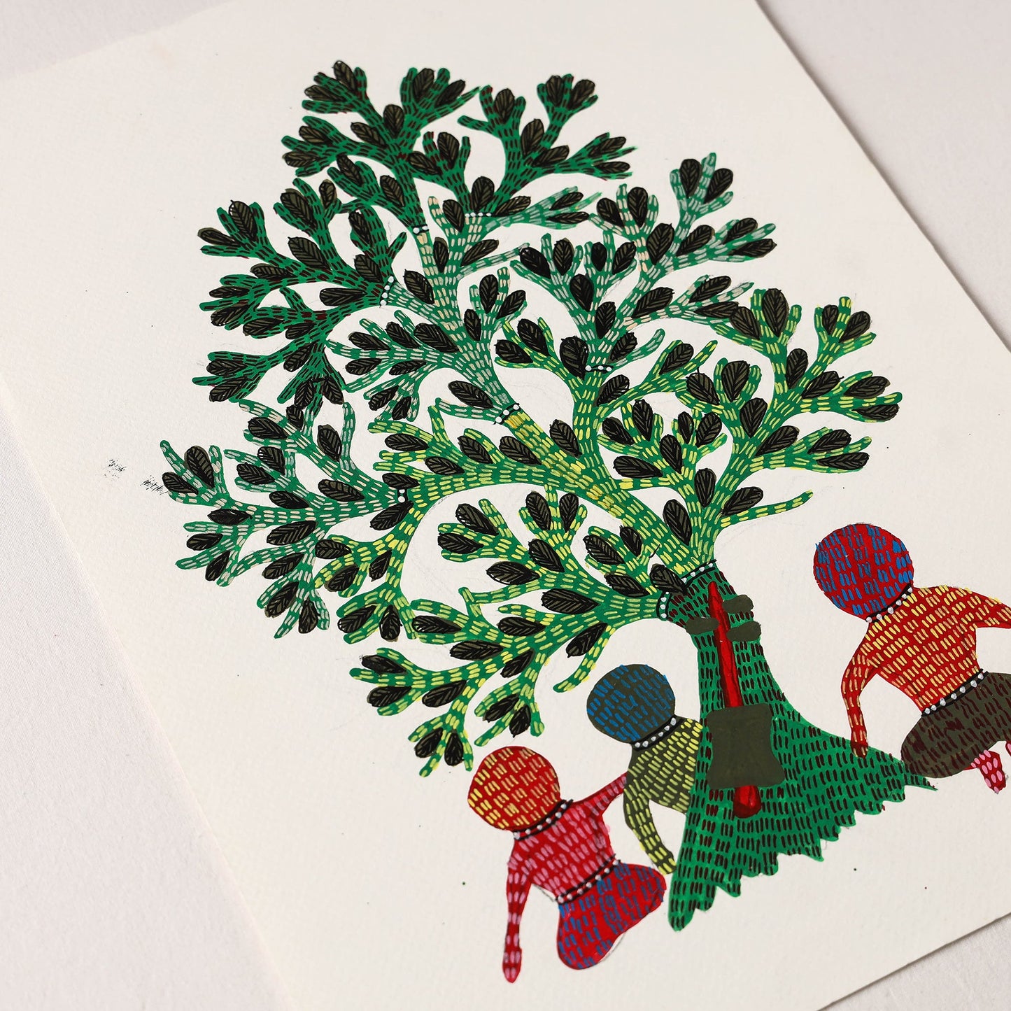 Original Gond Folk Art Painting by Gariba Singh Tekam