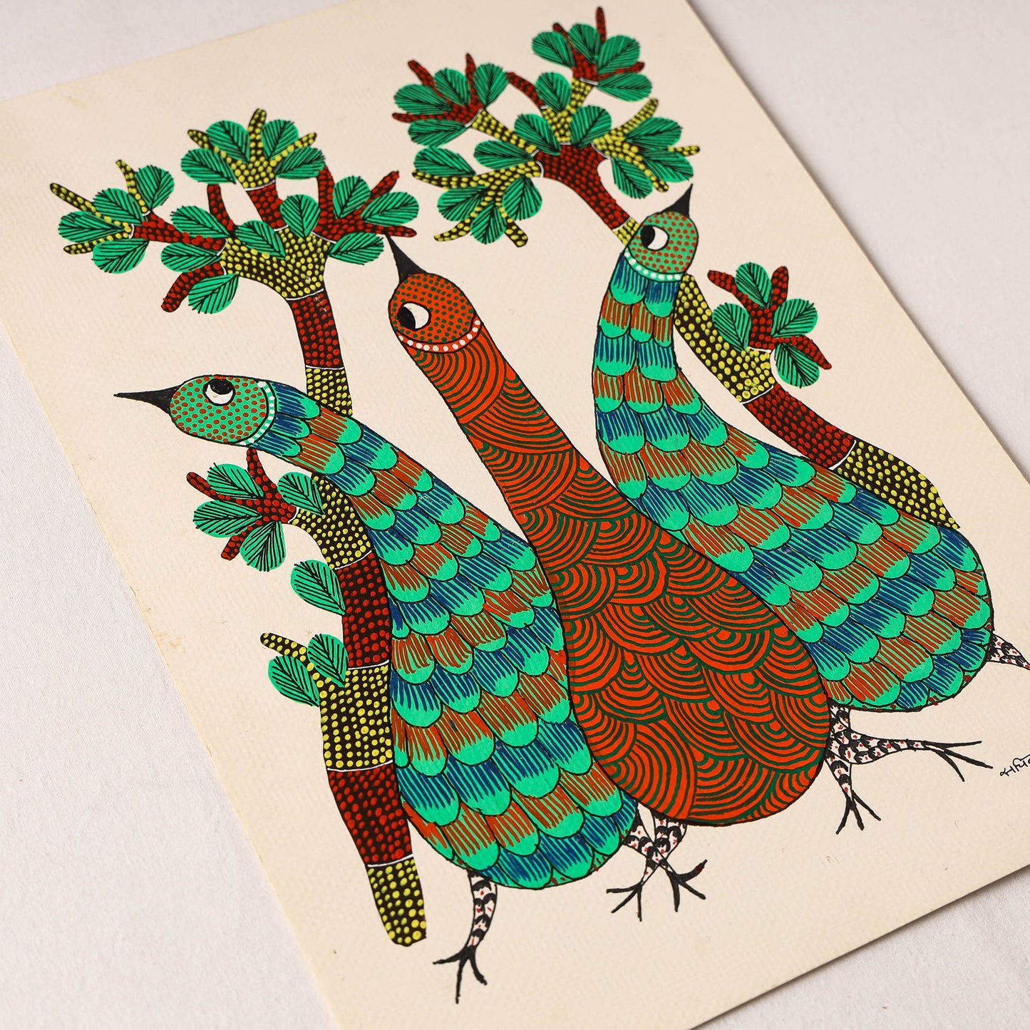 Original Gond Folk Art Painting by Gariba Singh Tekam