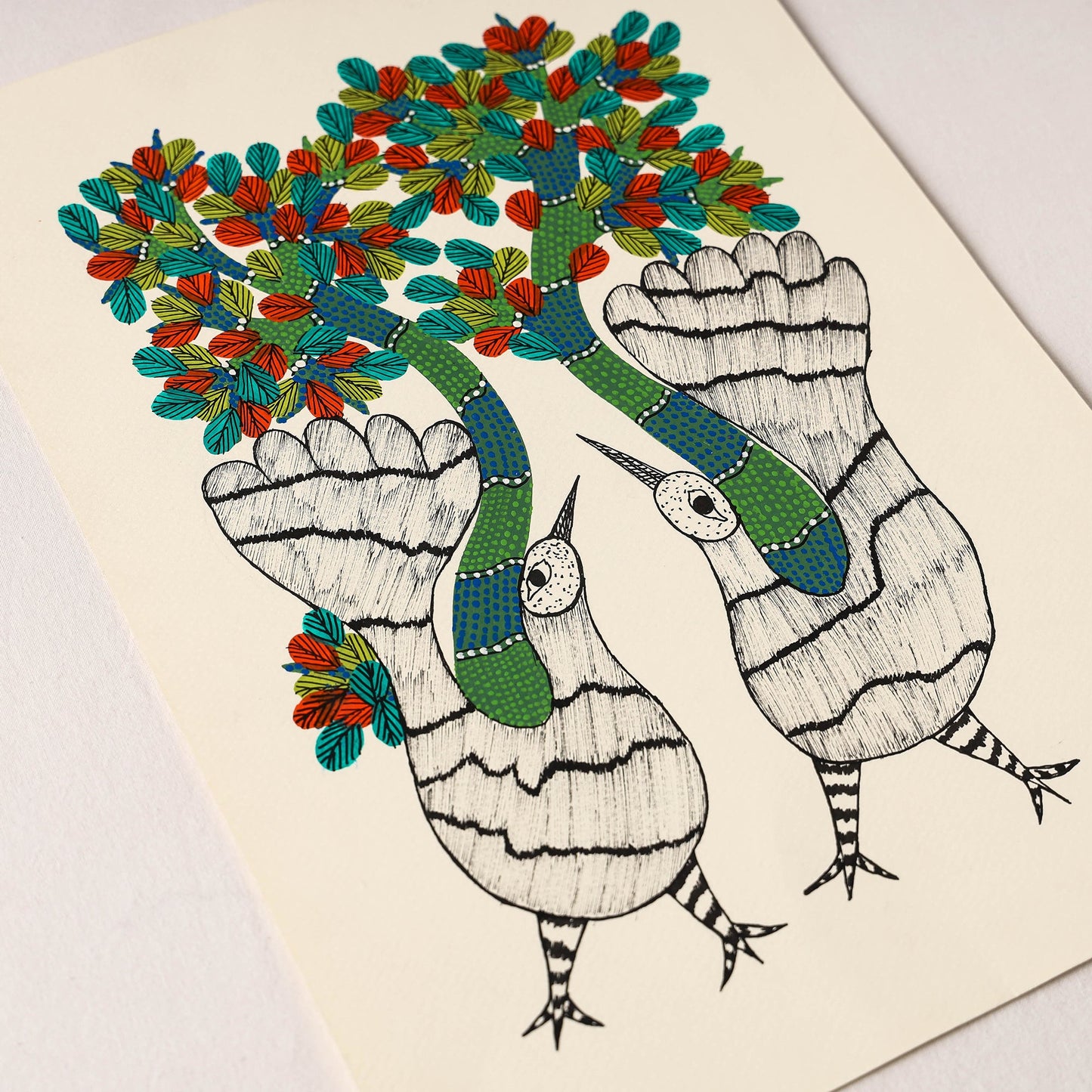 Original Gond Folk Art Painting by Gariba Singh Tekam
