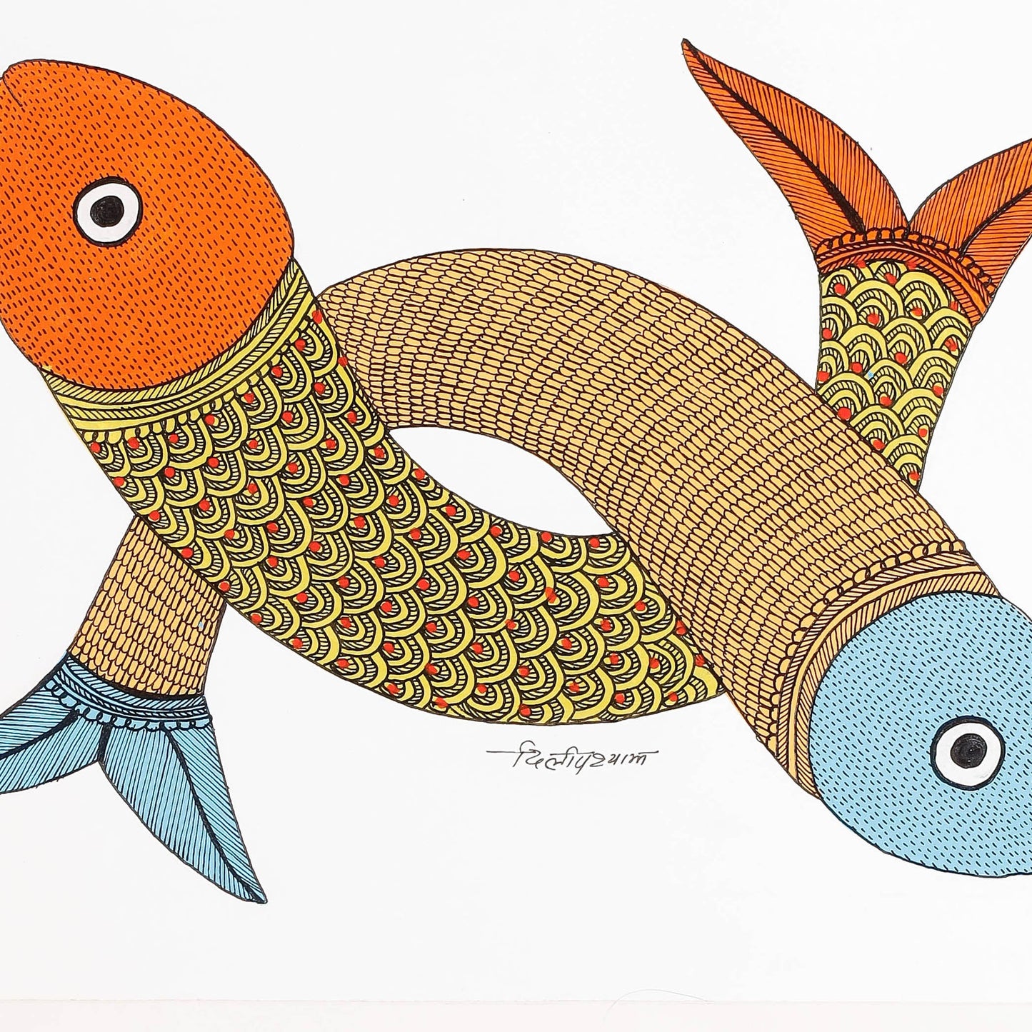 Original Gond Folk Art Painting by Godi Chitrakar