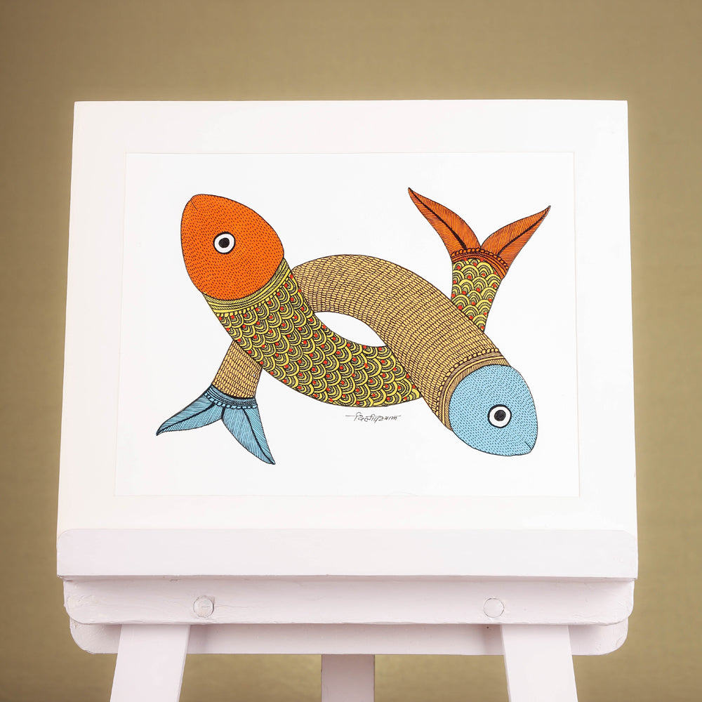 Original Gond Folk Art Painting by Godi Chitrakar