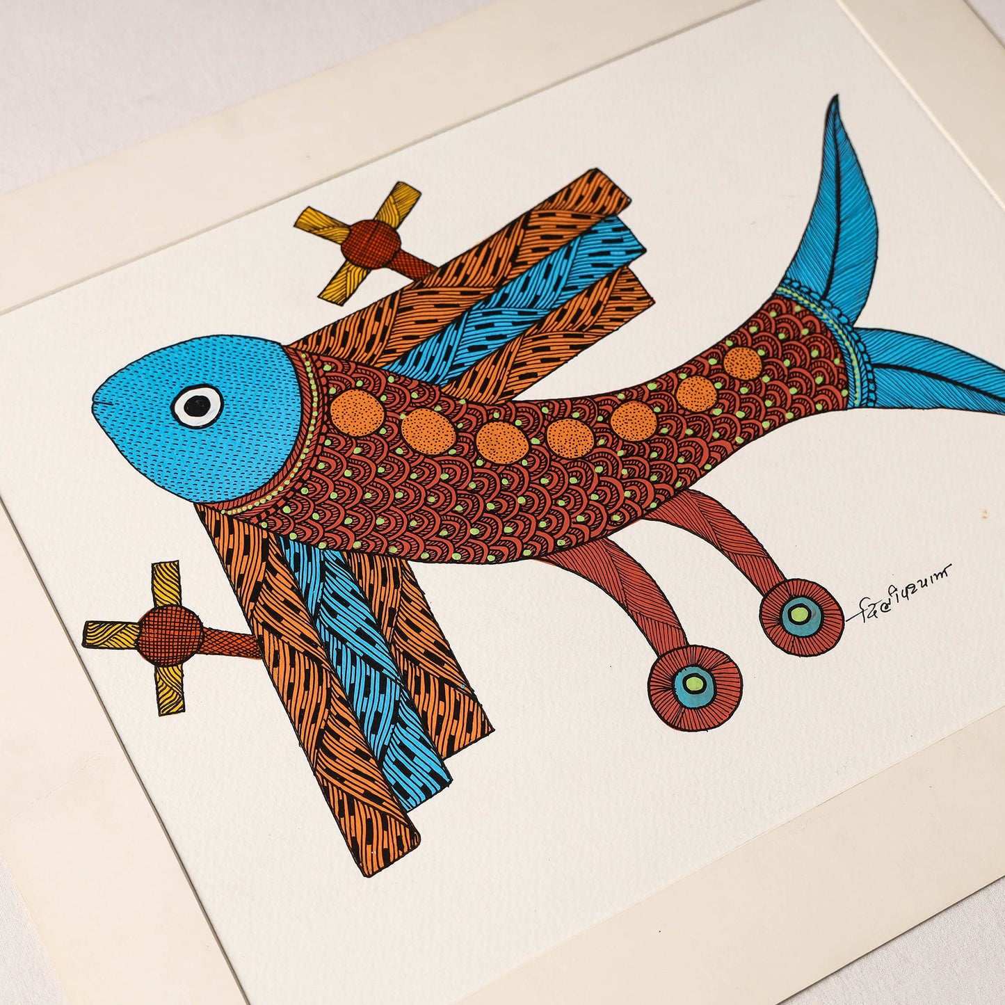 Original Gond Folk Art Painting by Godi Chitrakar