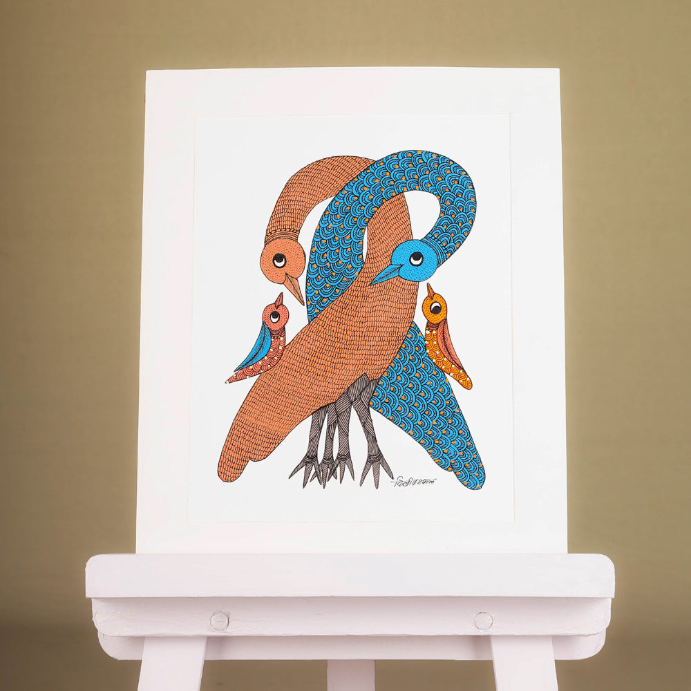 Original Gond Folk Art Painting by Godi Chitrakar